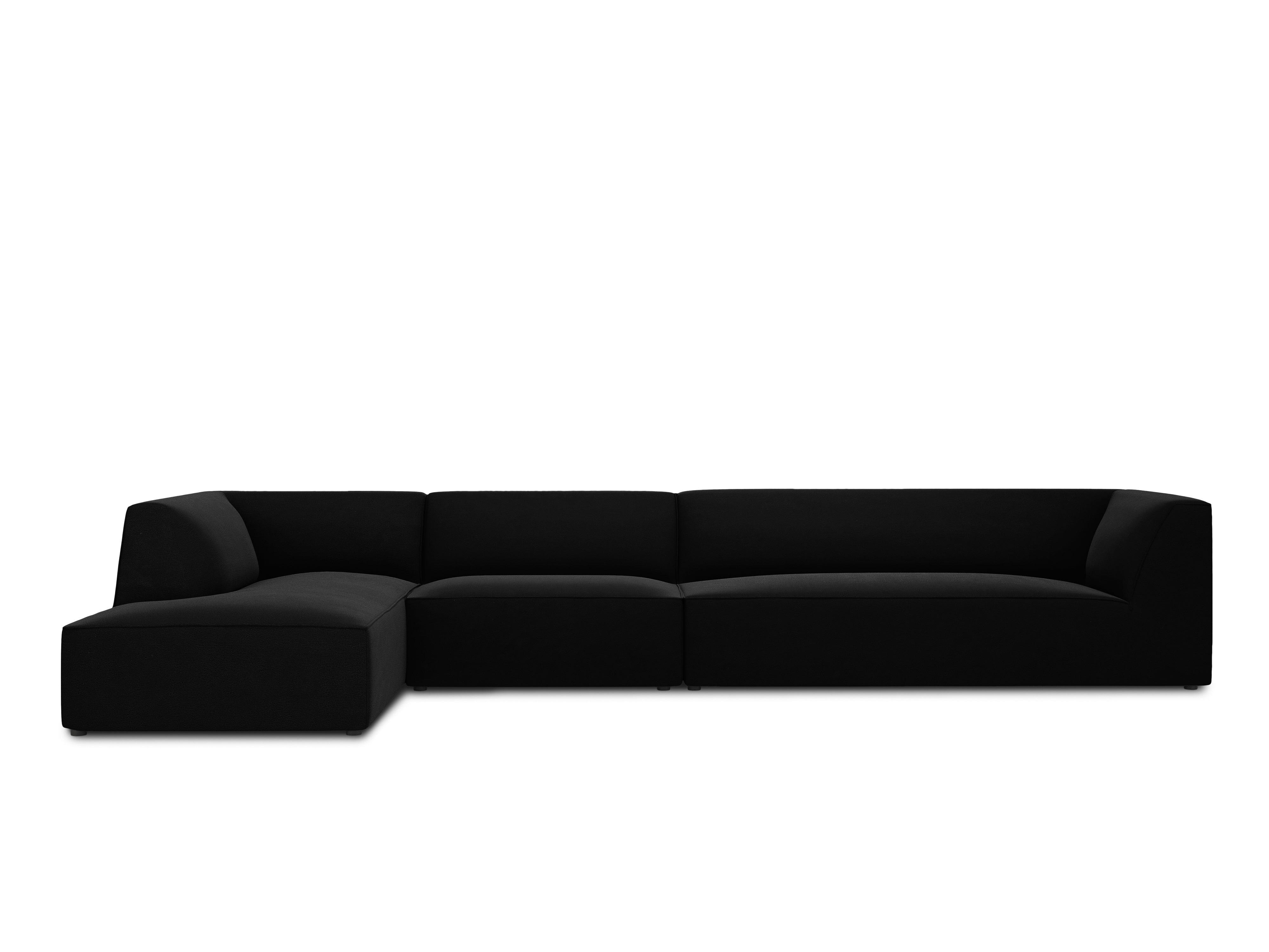 Narożnik aksamitny 5-osobowy lewostronny RUBY czarny Micadoni Eye on Design