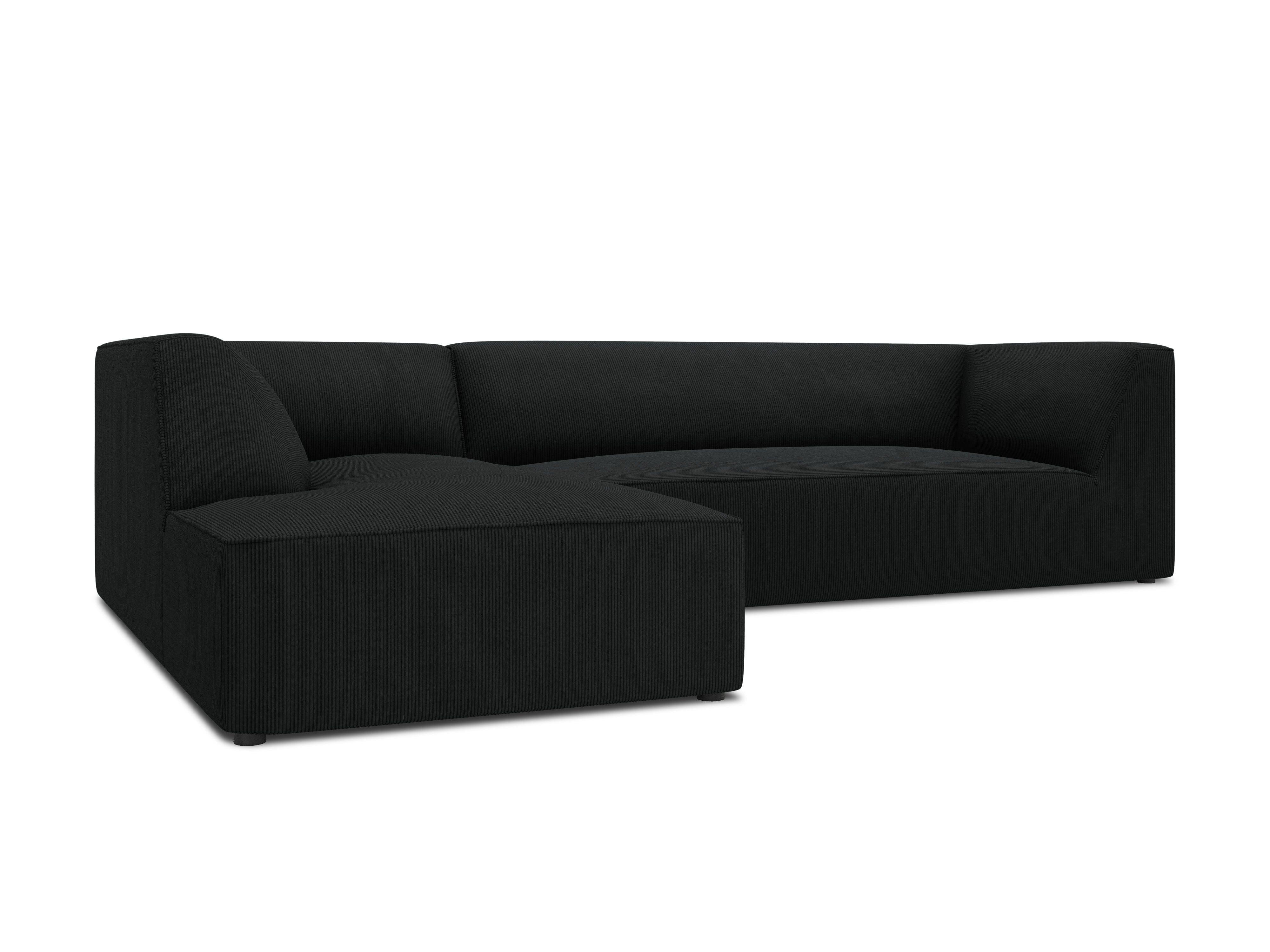 Narożnik sztruksowy 4-osobowy lewostronny RUBY czarny Micadoni Eye on Design