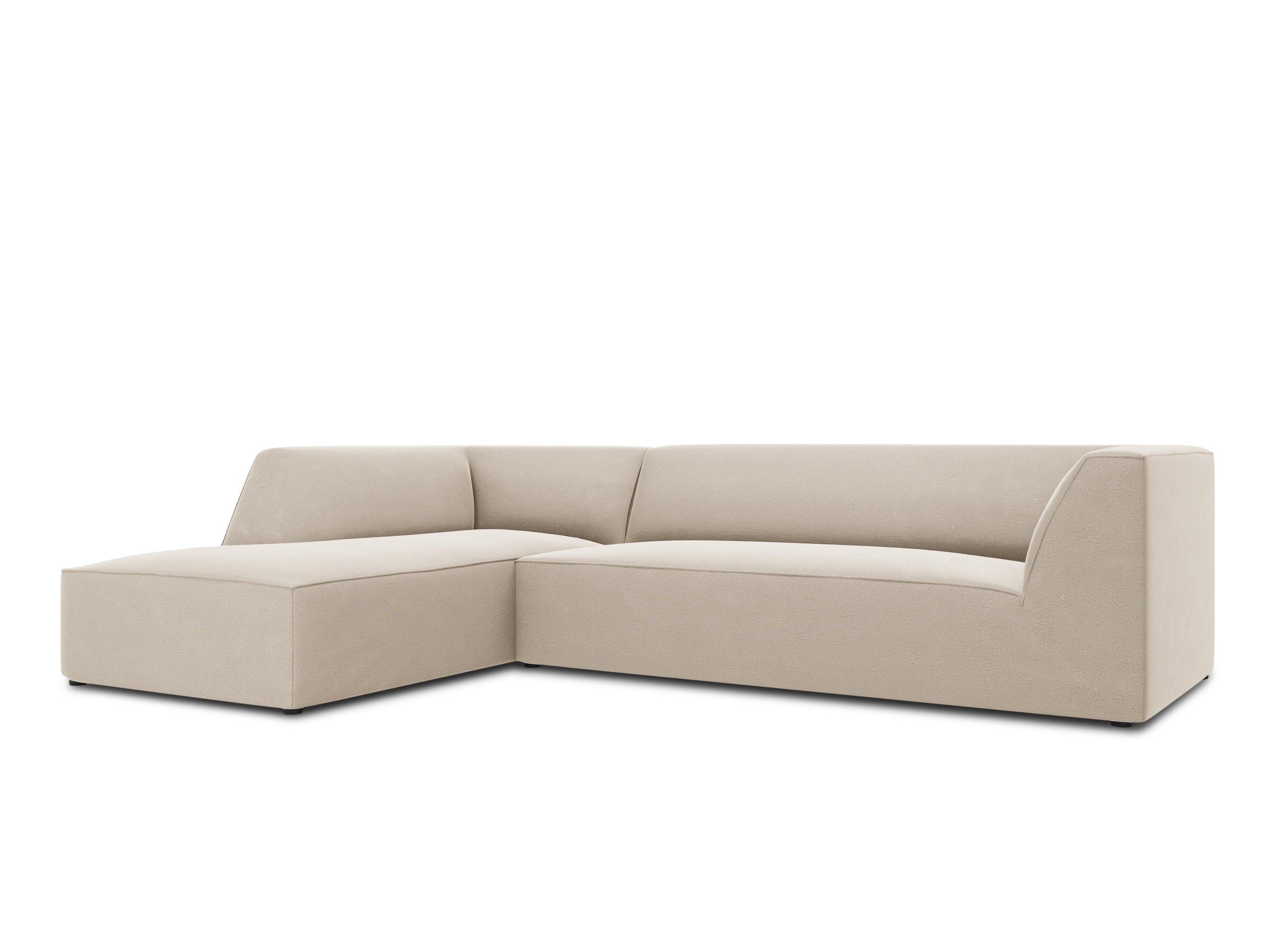 Narożnik aksamitny 4-osobowy lewostronny RUBY beżowy Micadoni Eye on Design