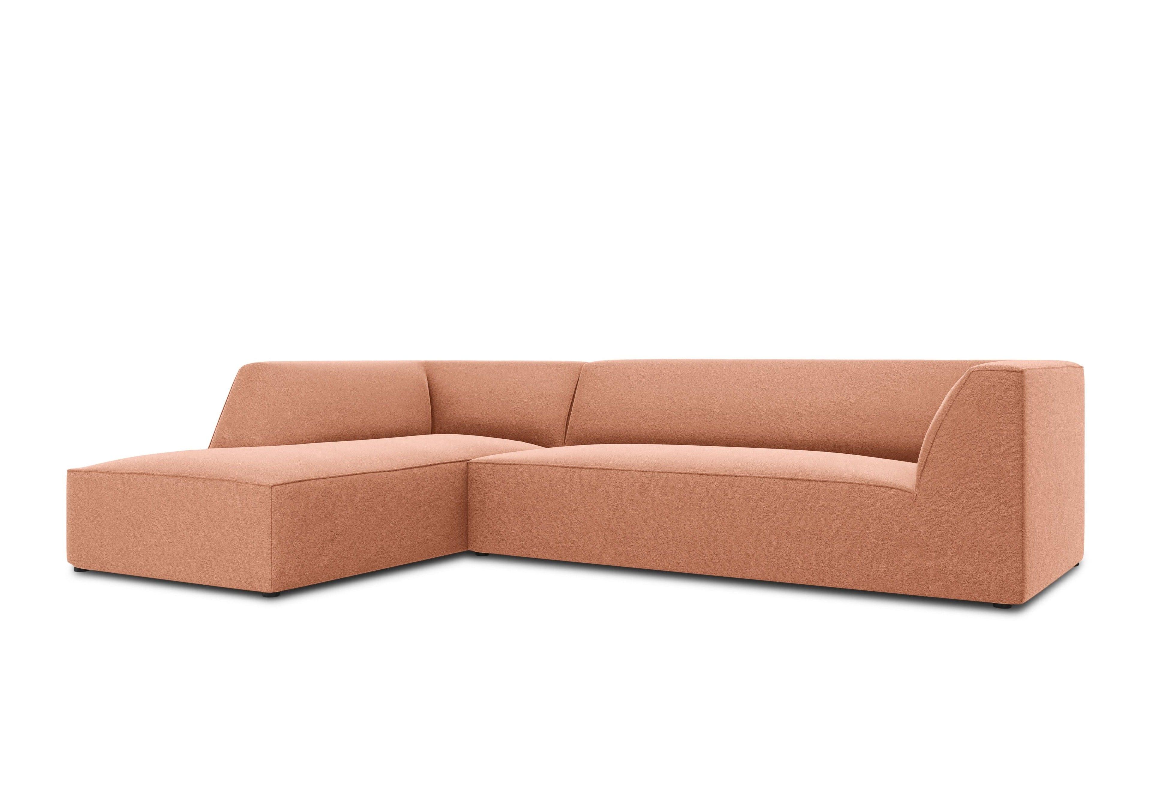 Narożnik aksamitny 4-osobowy lewostronny RUBY łososiowy Micadoni Eye on Design