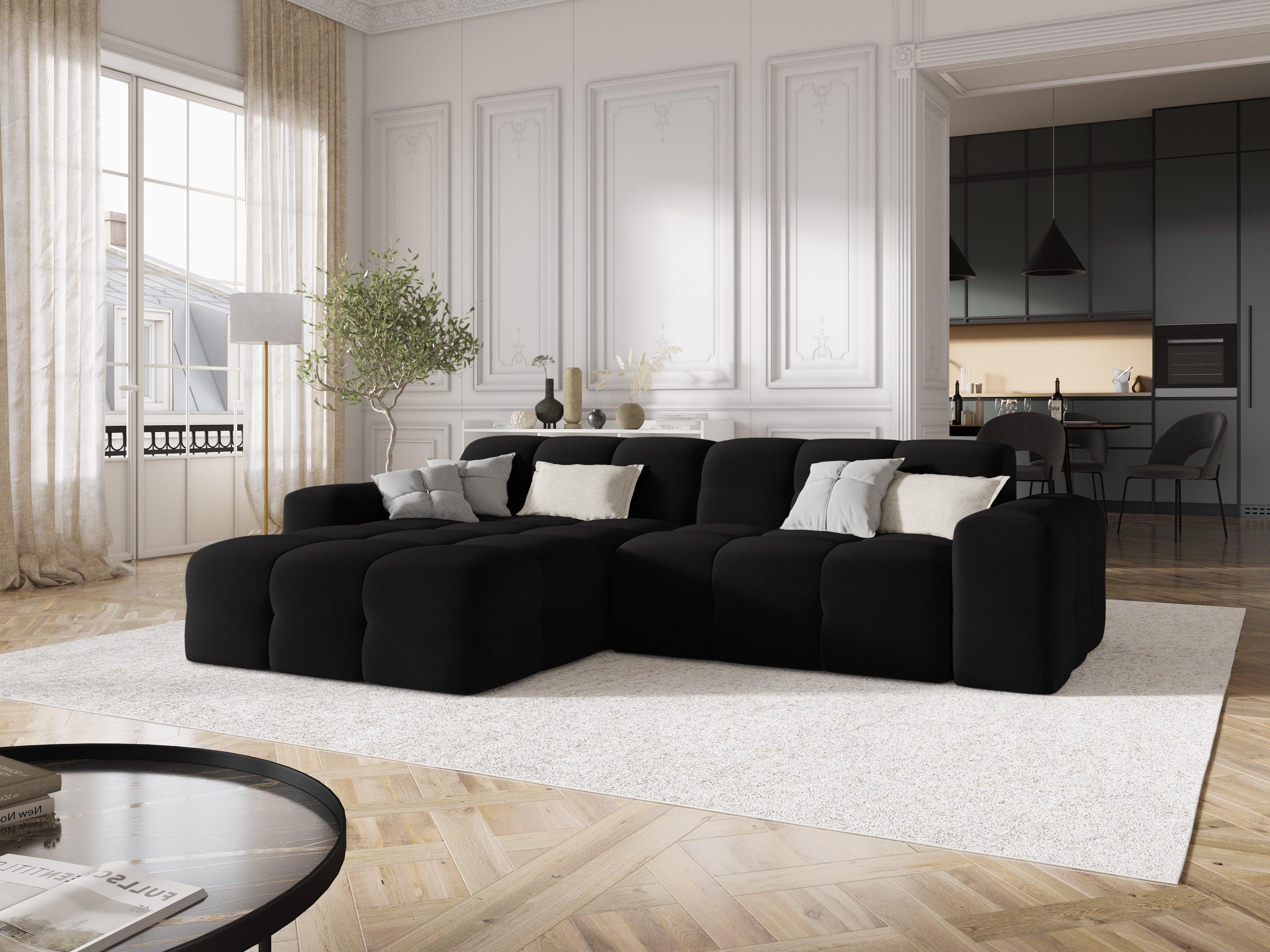Narożnik lewostronny 4-osobowy KENDAL czarny Micadoni Eye on Design