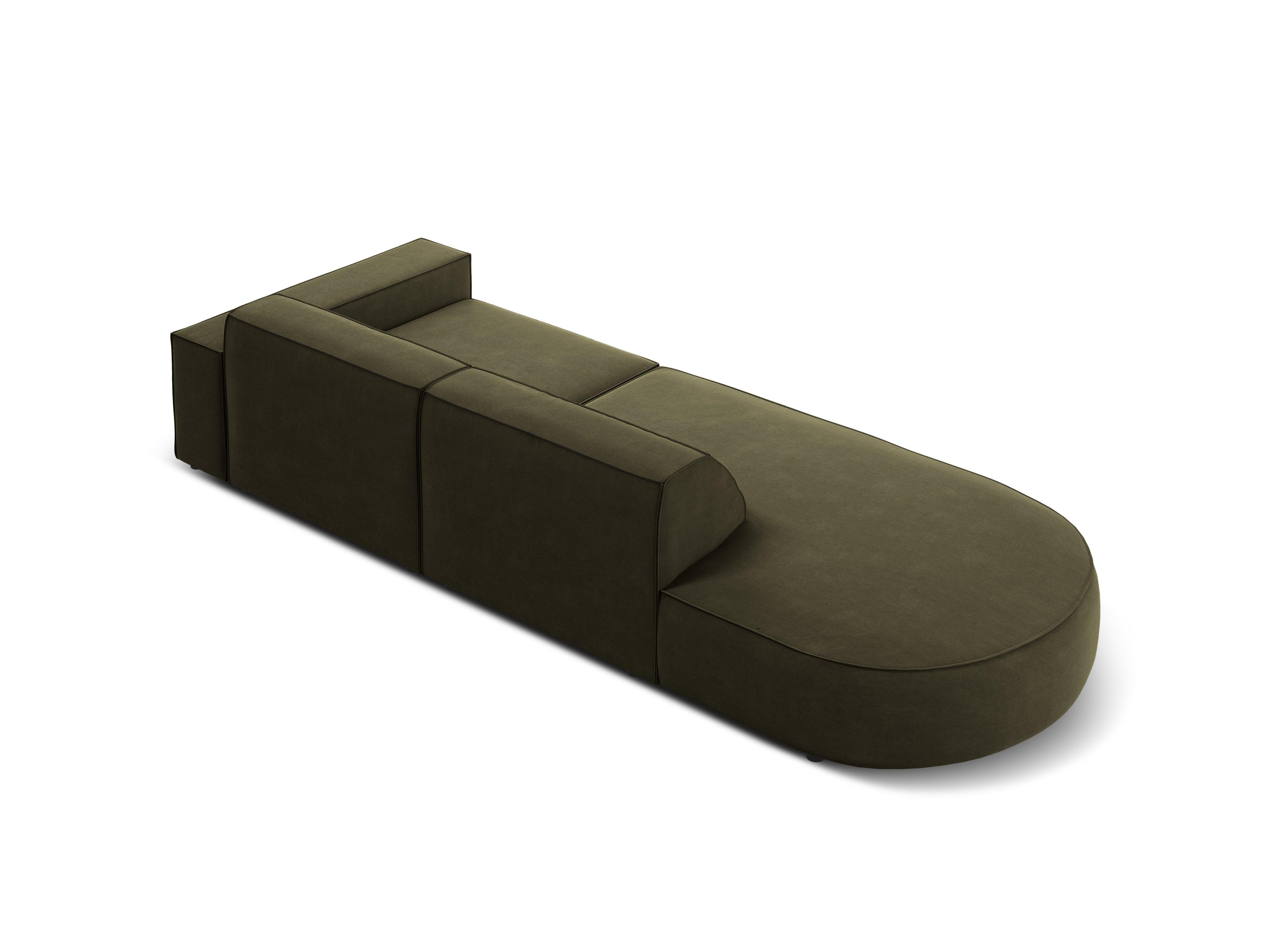 Sofa aksamitna lewostronna okrągła 3-osobowa JODIE zielony Micadoni Eye on Design