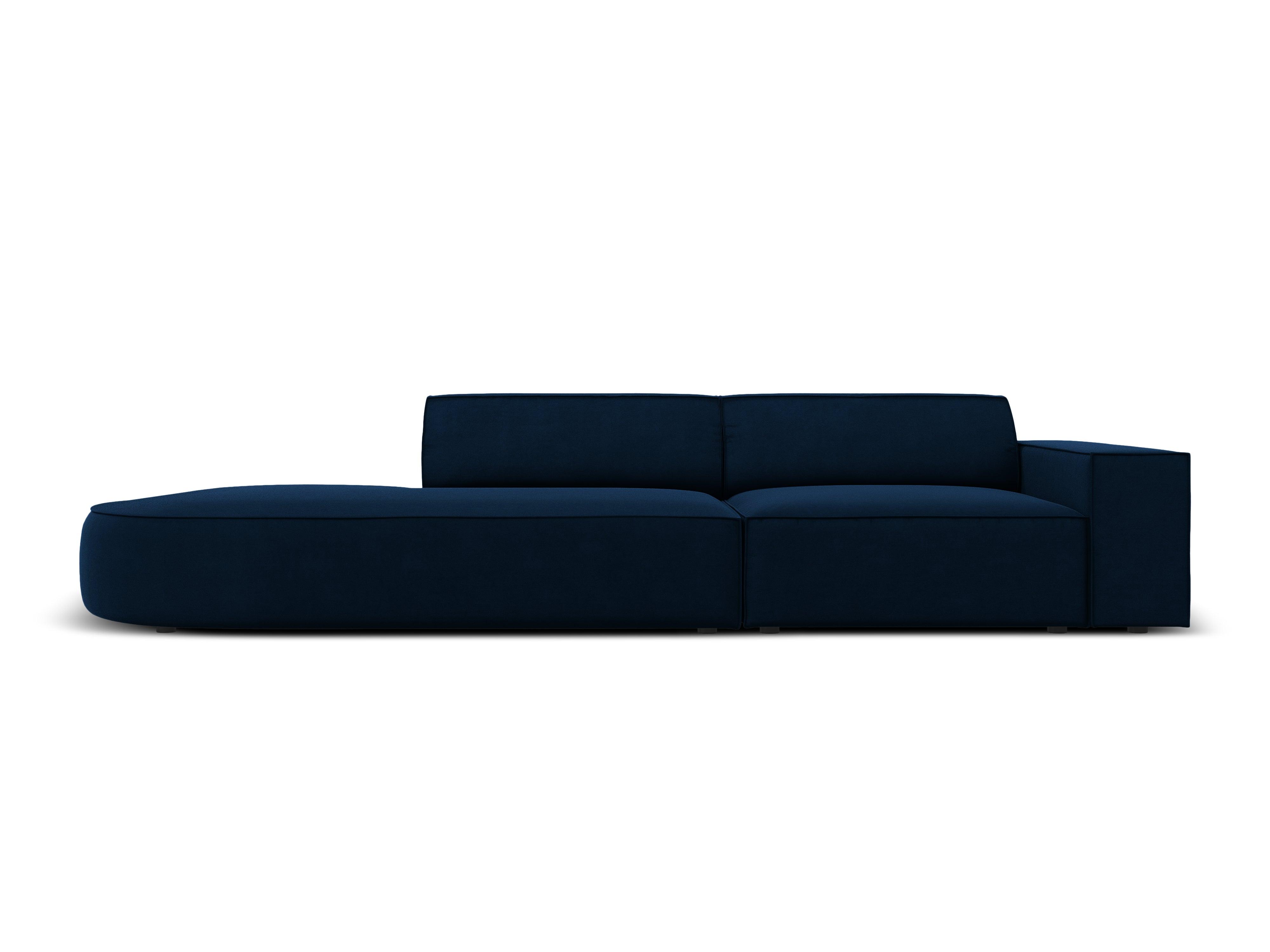 Sofa aksamitna lewostronna okrągła 3-osobowa JODIE granat królewski Micadoni Eye on Design