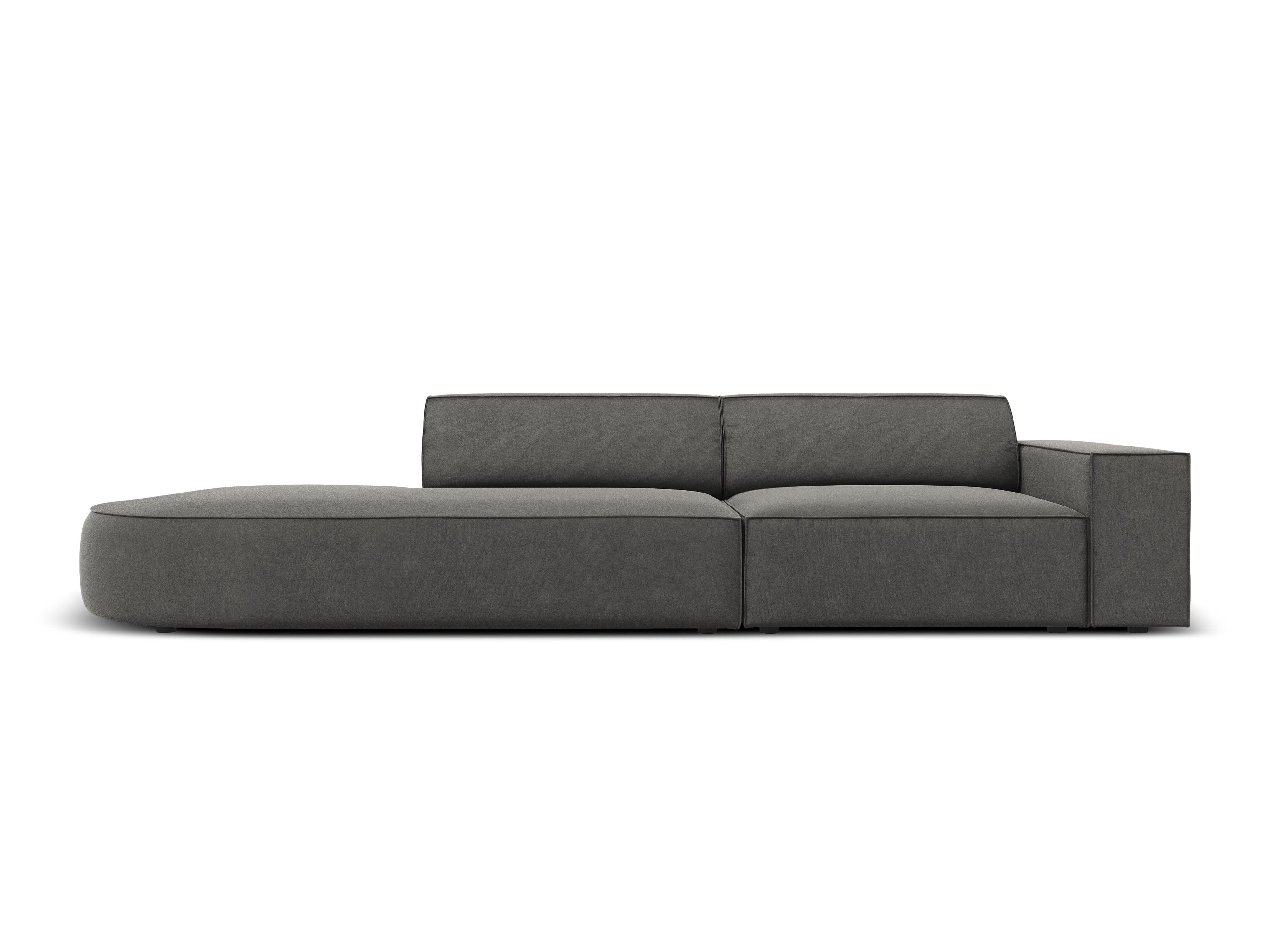 Sofa aksamitna lewostronna okrągła 3-osobowa JODIE jasnoszary Micadoni Eye on Design