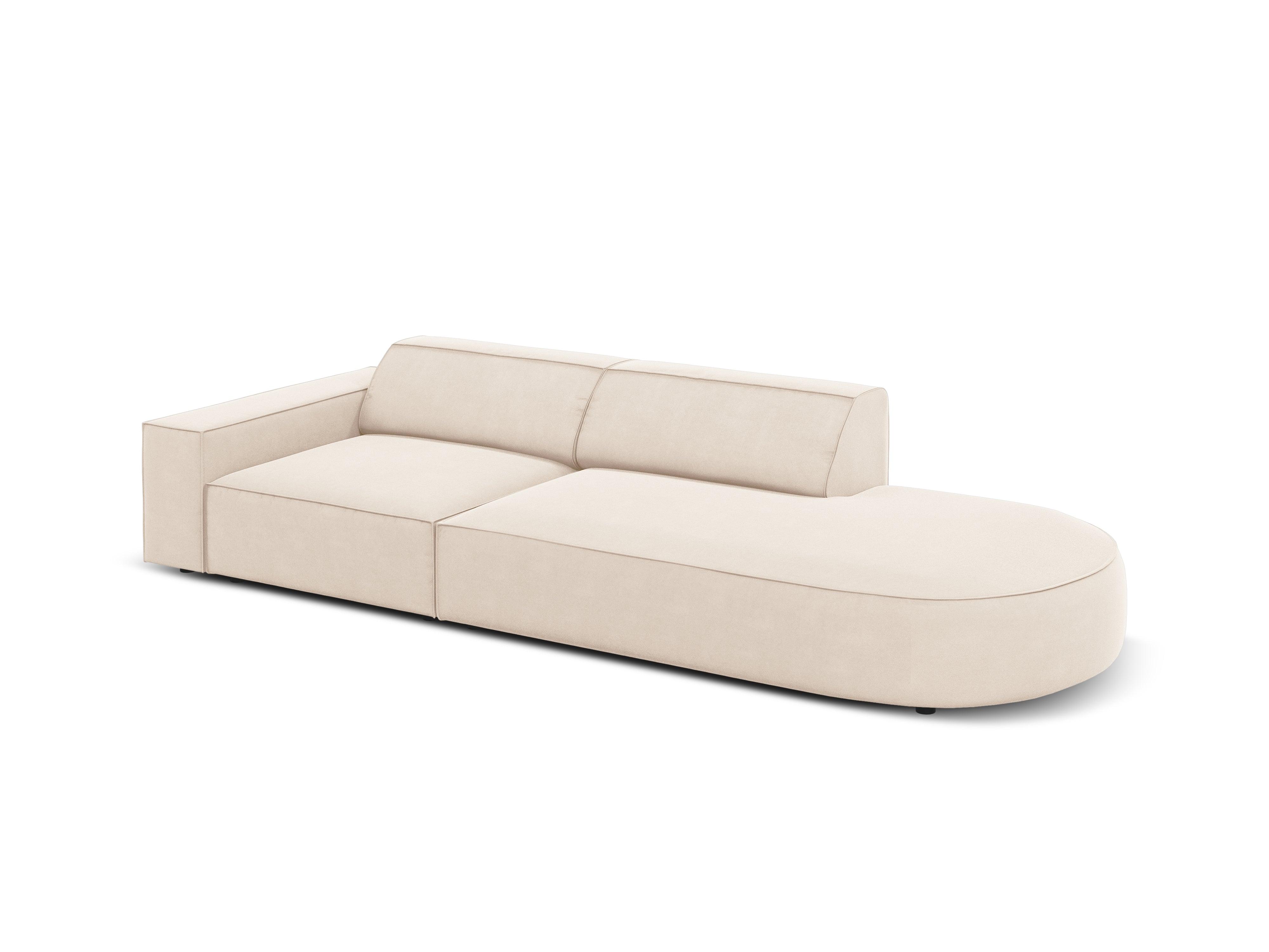 Sofa aksamitna prawostronna okrągła 3-osobowa JODIE jasnobeżowy Micadoni Eye on Design