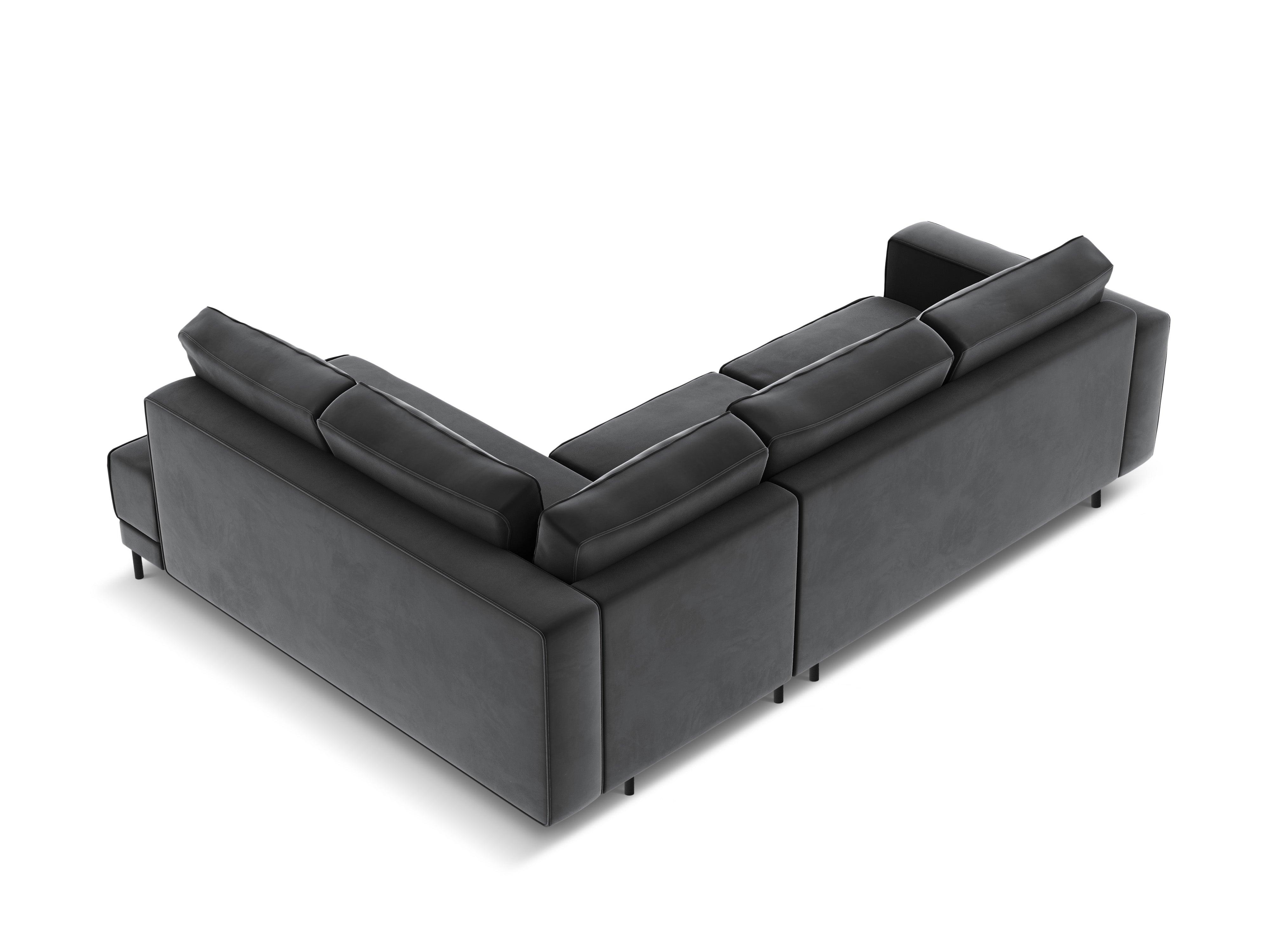 Narożnik aksamitny prawostronny z funkcją spania CARO ciemnoszary Micadoni Eye on Design