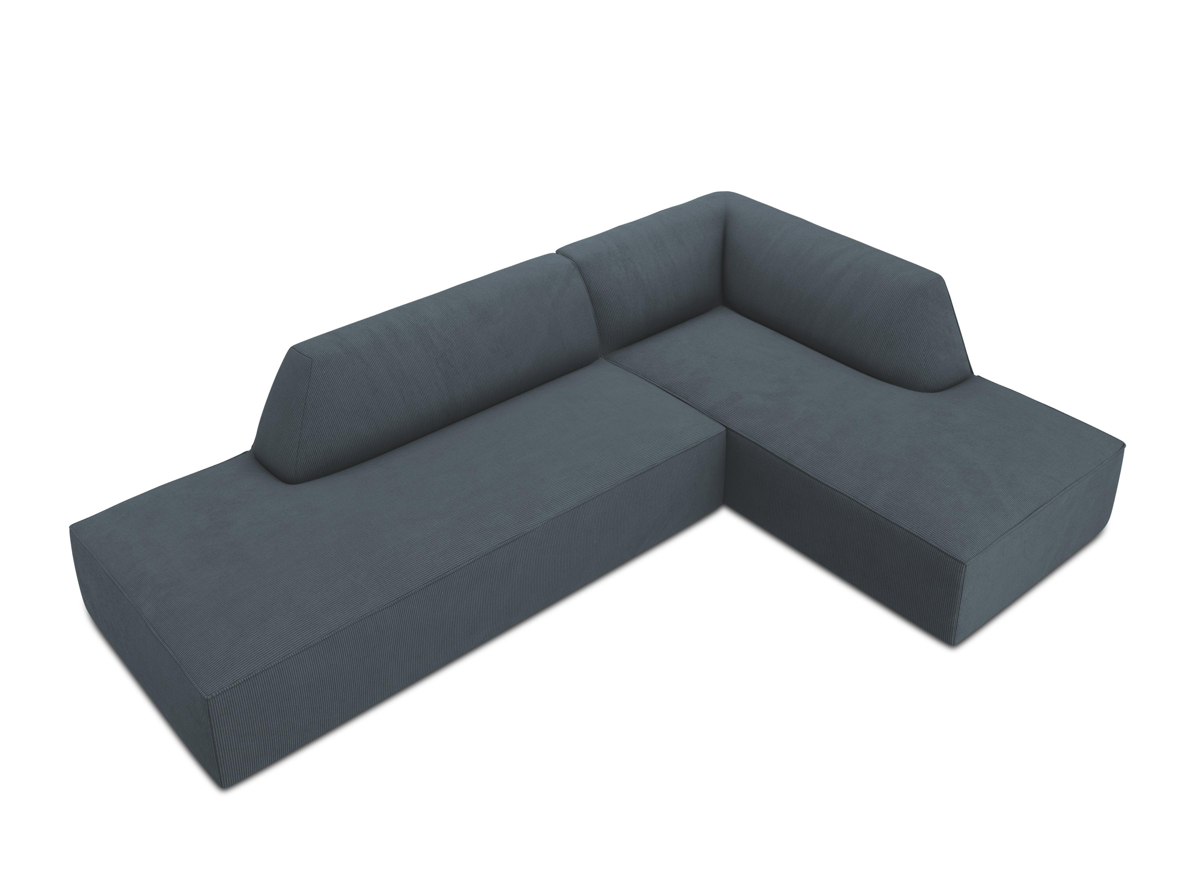 Sofa narożna sztruksowa prawostronny RUBY niebieski Micadoni Eye on Design