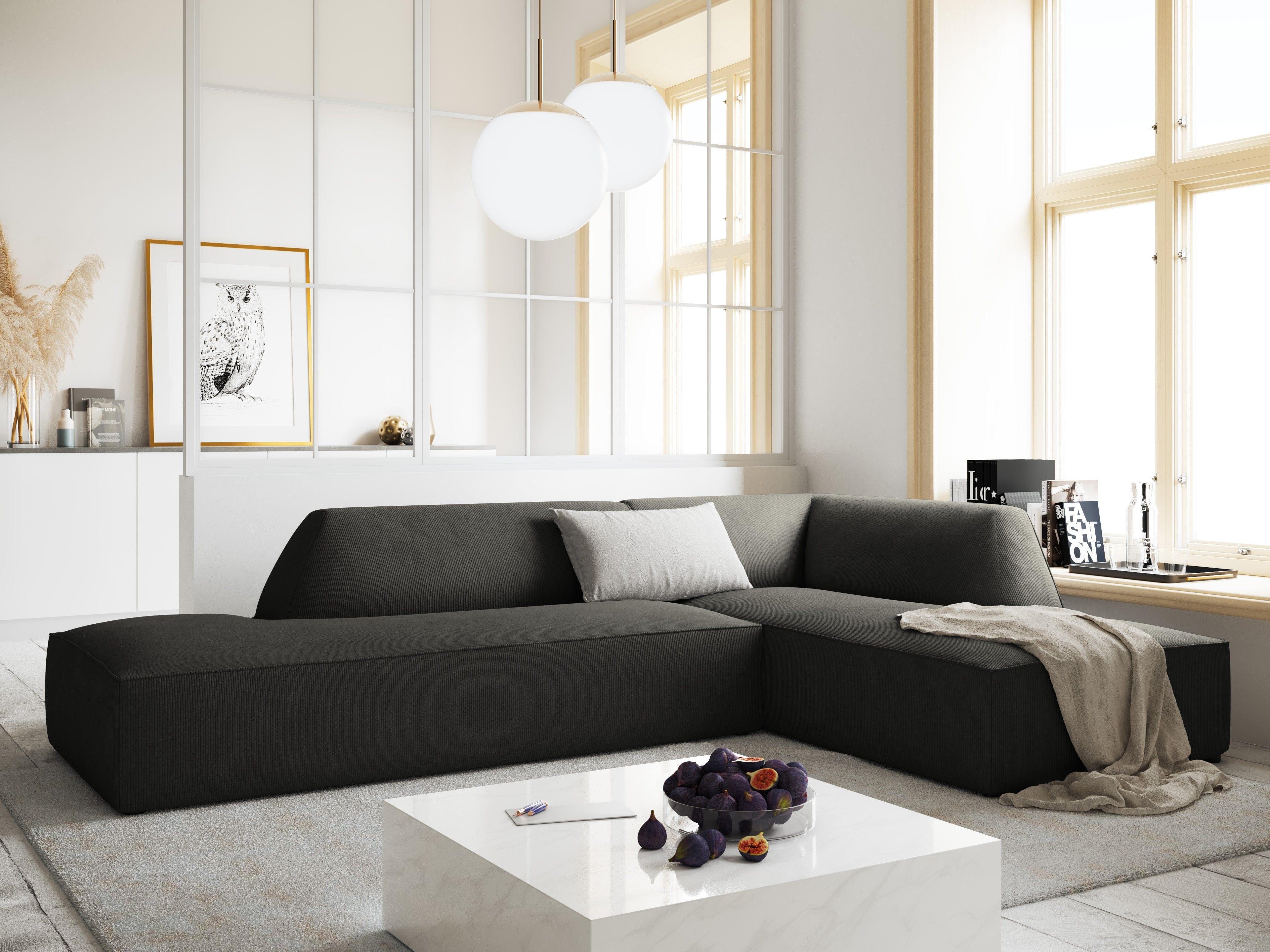 Sofa narożna sztruksowa prawostronny RUBY ciemnoszary Micadoni Eye on Design