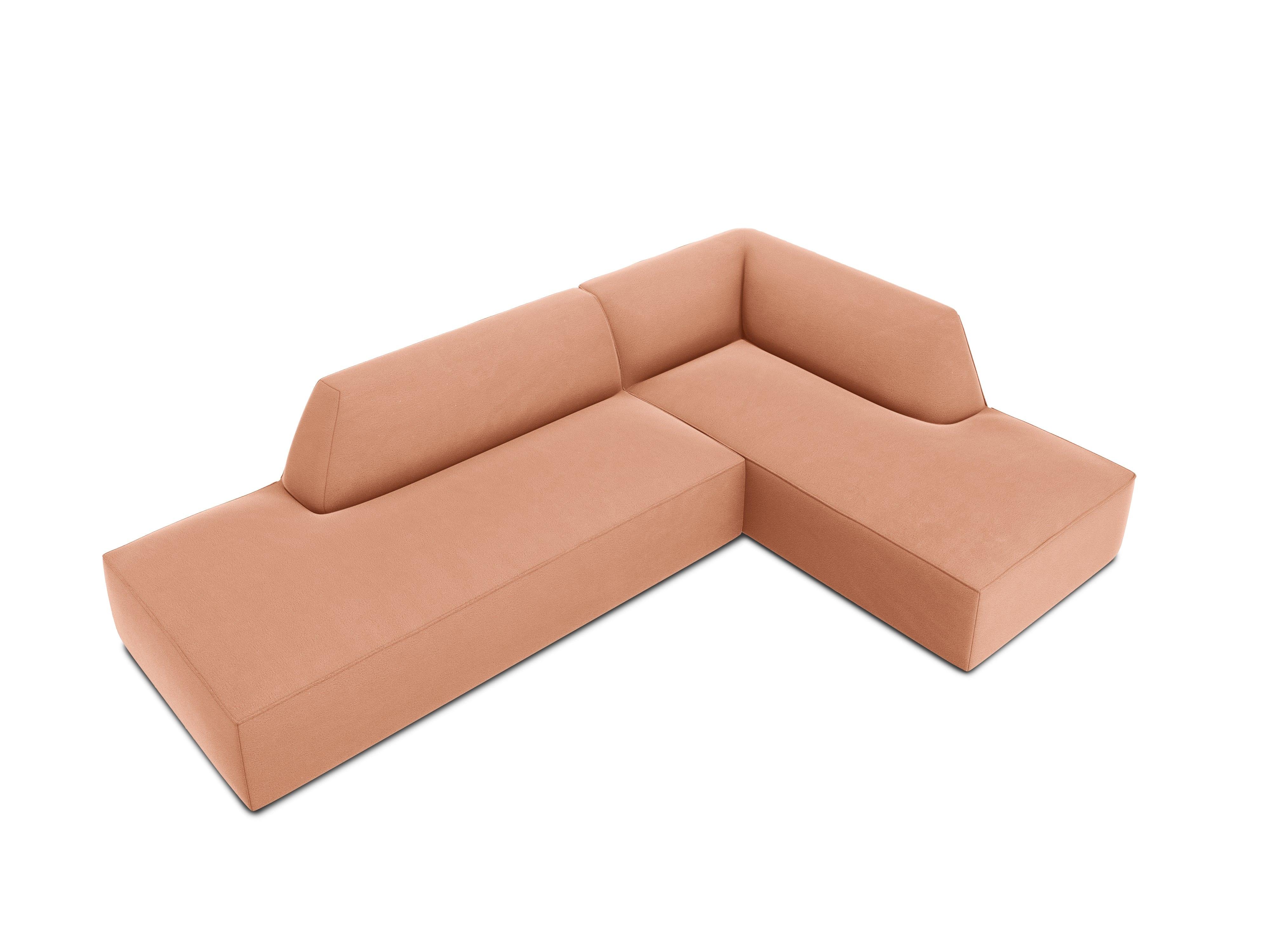 Sofa narożna aksamitna prawostronna RUBY łososiowy Micadoni Eye on Design