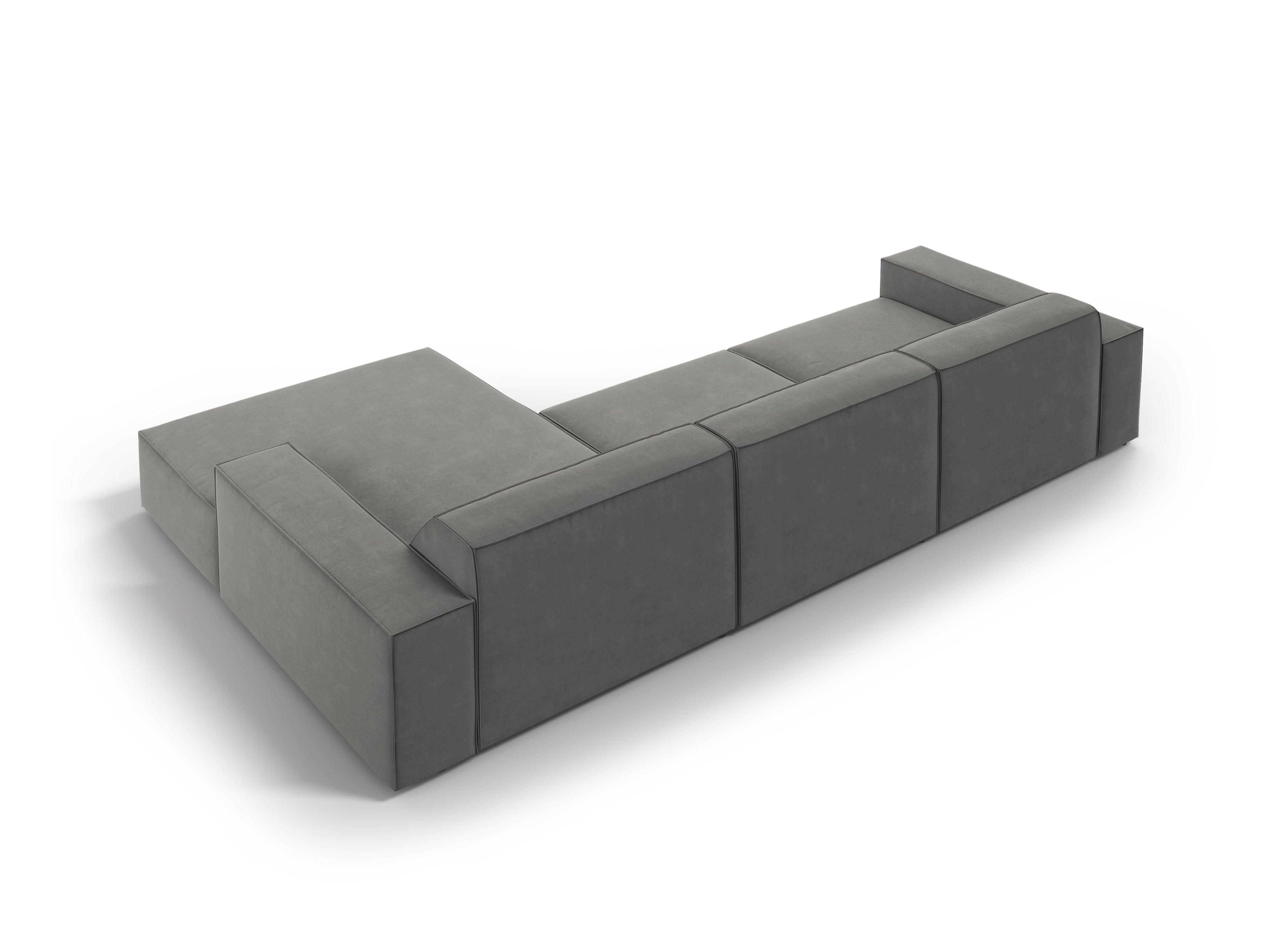 Narożnik aksamitny prawostronny 4-osobowy JODIE jasnoszary Micadoni Eye on Design