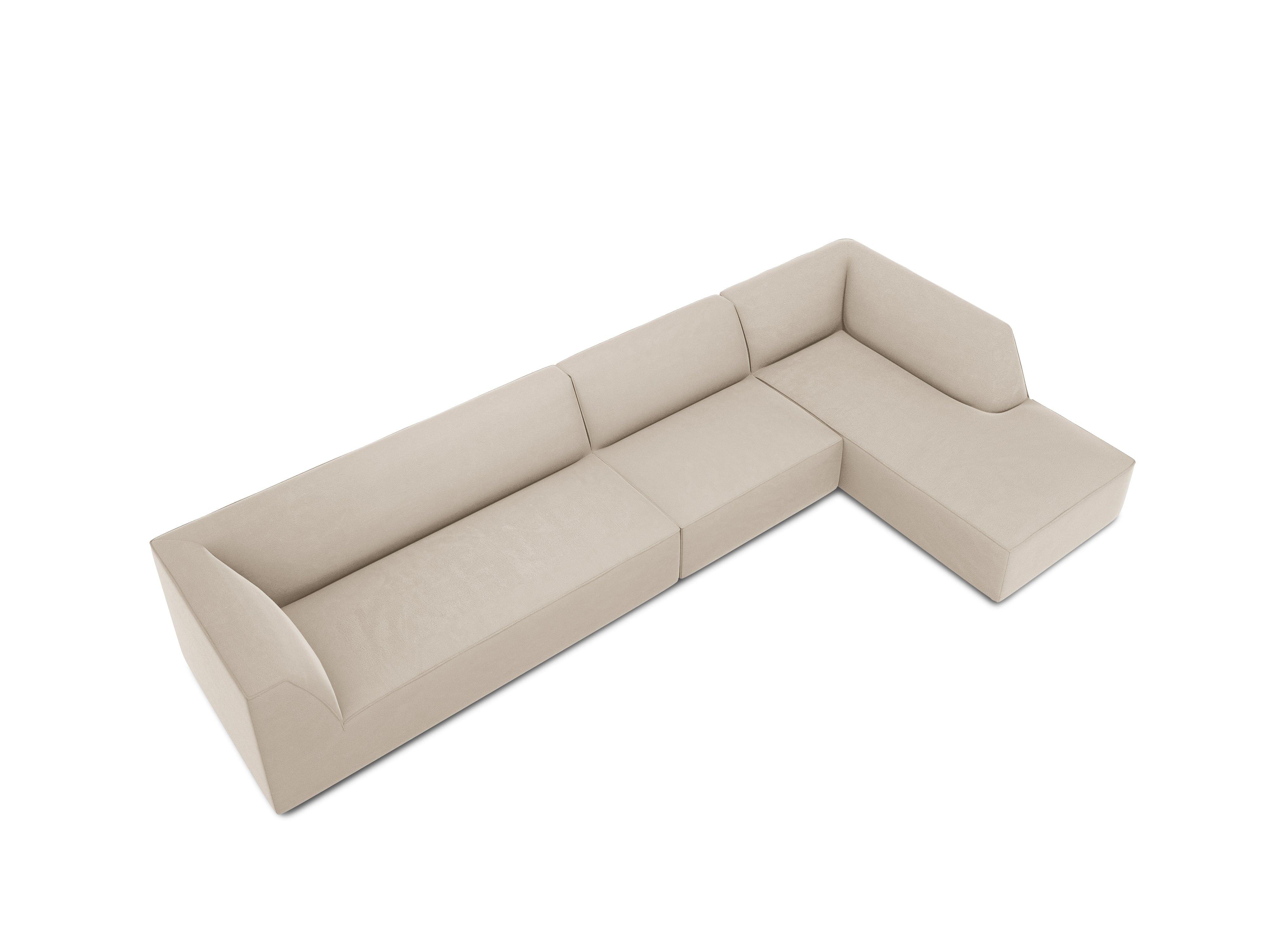 Narożnik aksamitny 5-osobowy prawostronny RUBY beżowy Micadoni Eye on Design