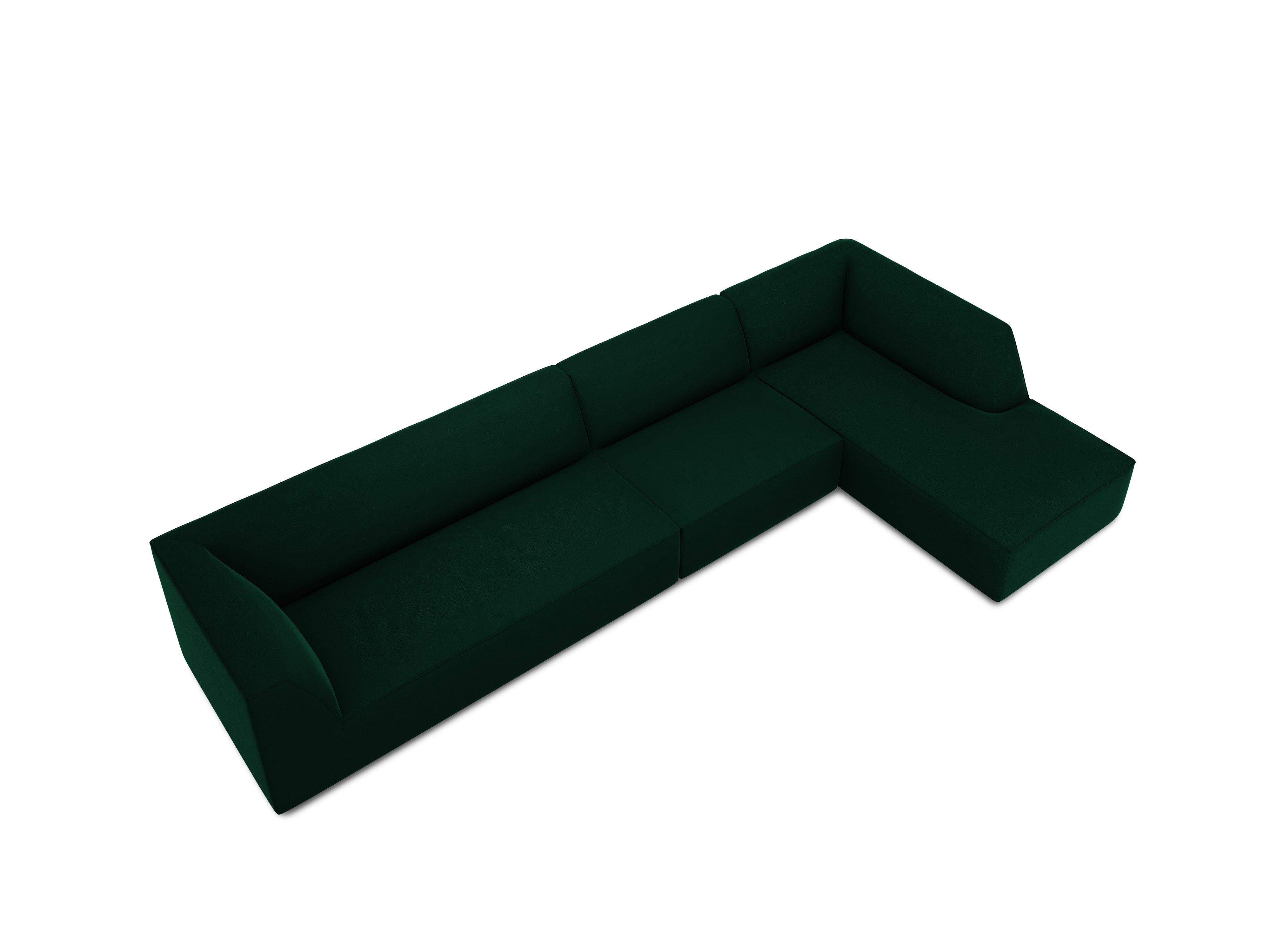 Narożnik aksamitny 5-osobowy prawostronny RUBY butelkowa zieleń Micadoni Eye on Design