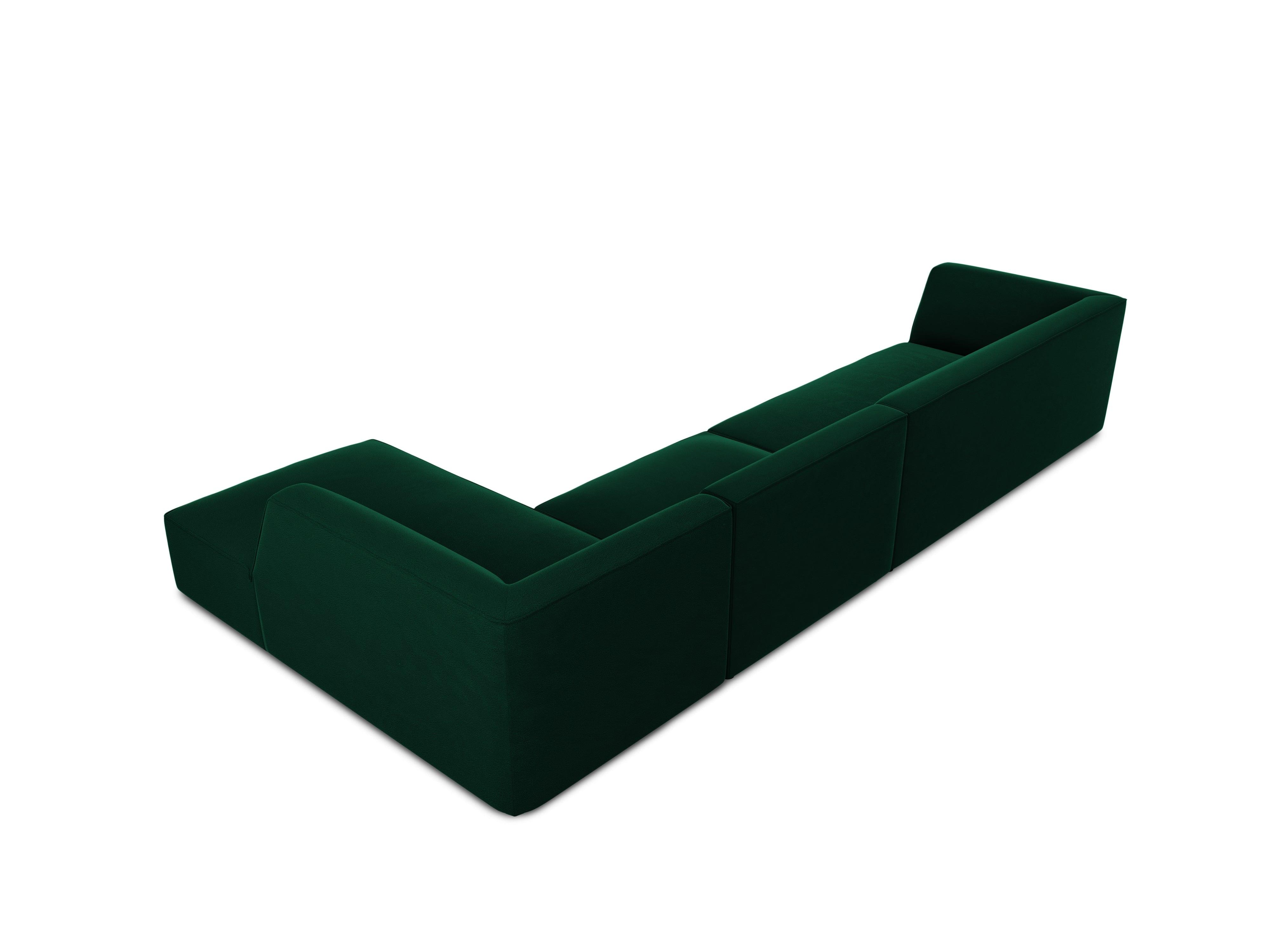 Narożnik aksamitny 5-osobowy prawostronny RUBY butelkowa zieleń Micadoni Eye on Design