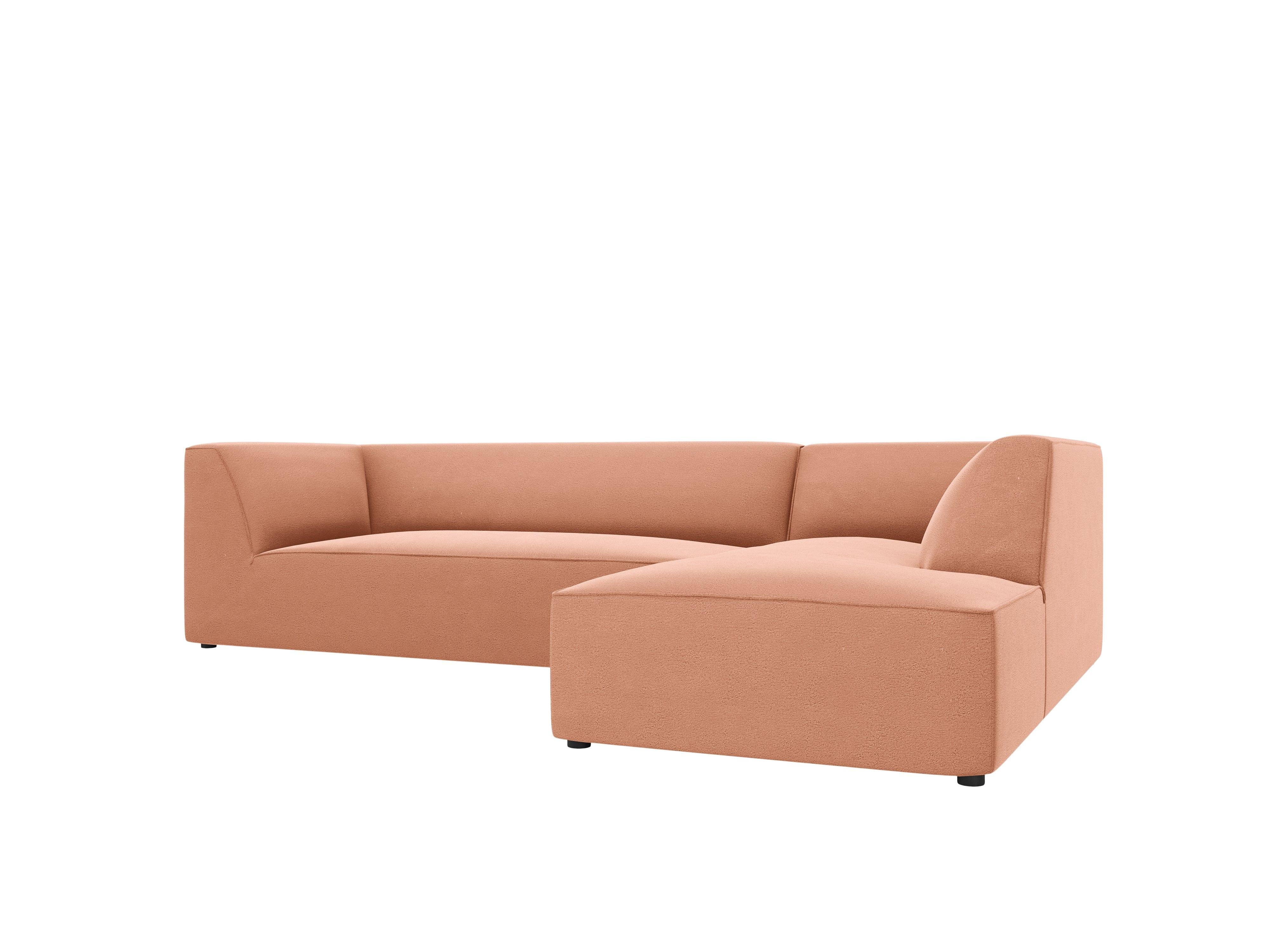 Narożnik aksamitny 4-osobowy prawostronny RUBY łososiowy Micadoni Eye on Design