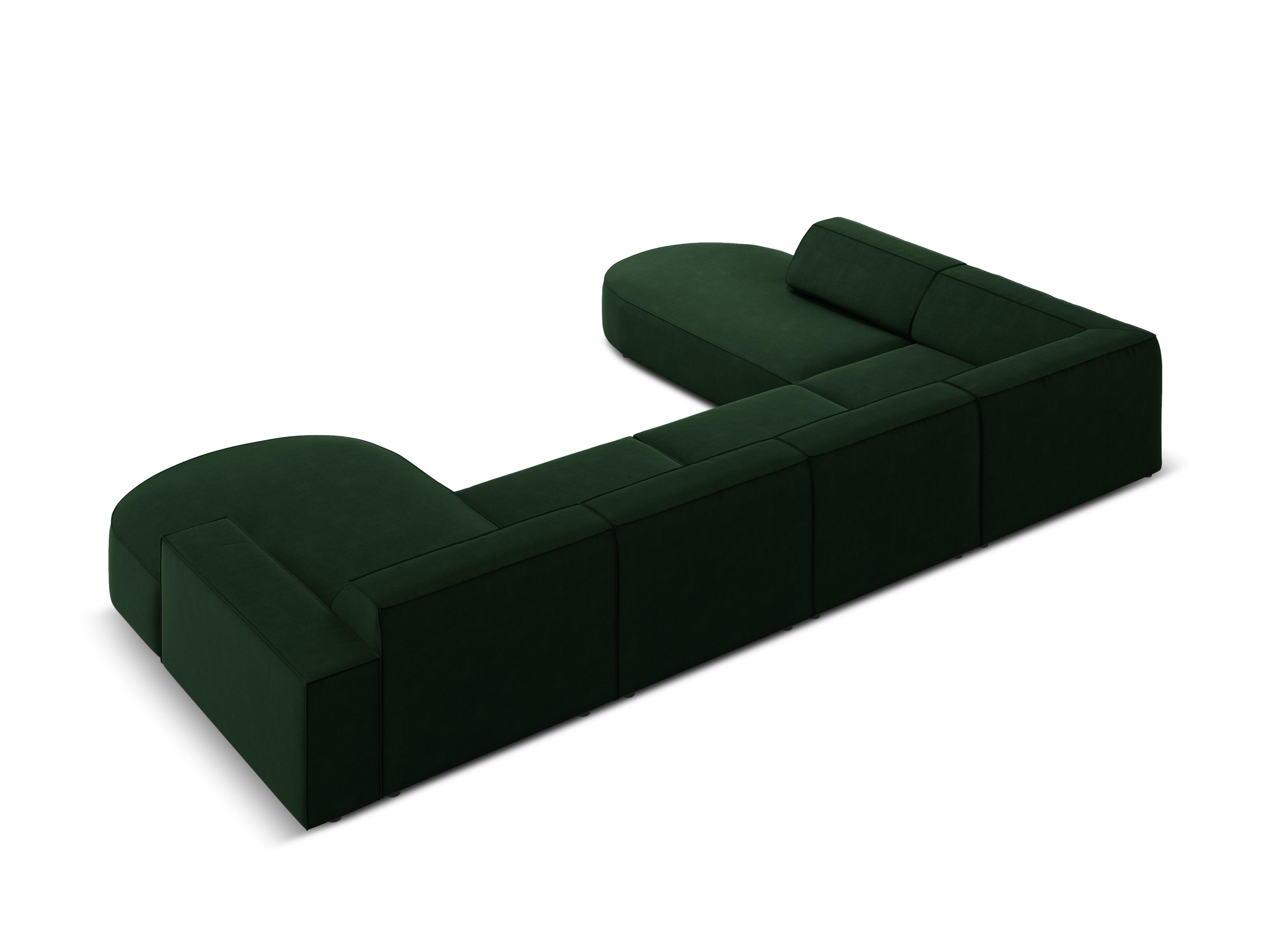 Sofa panoramiczna aksamitna lewostronna okrągła JODIE butelkowa zieleń Micadoni Eye on Design