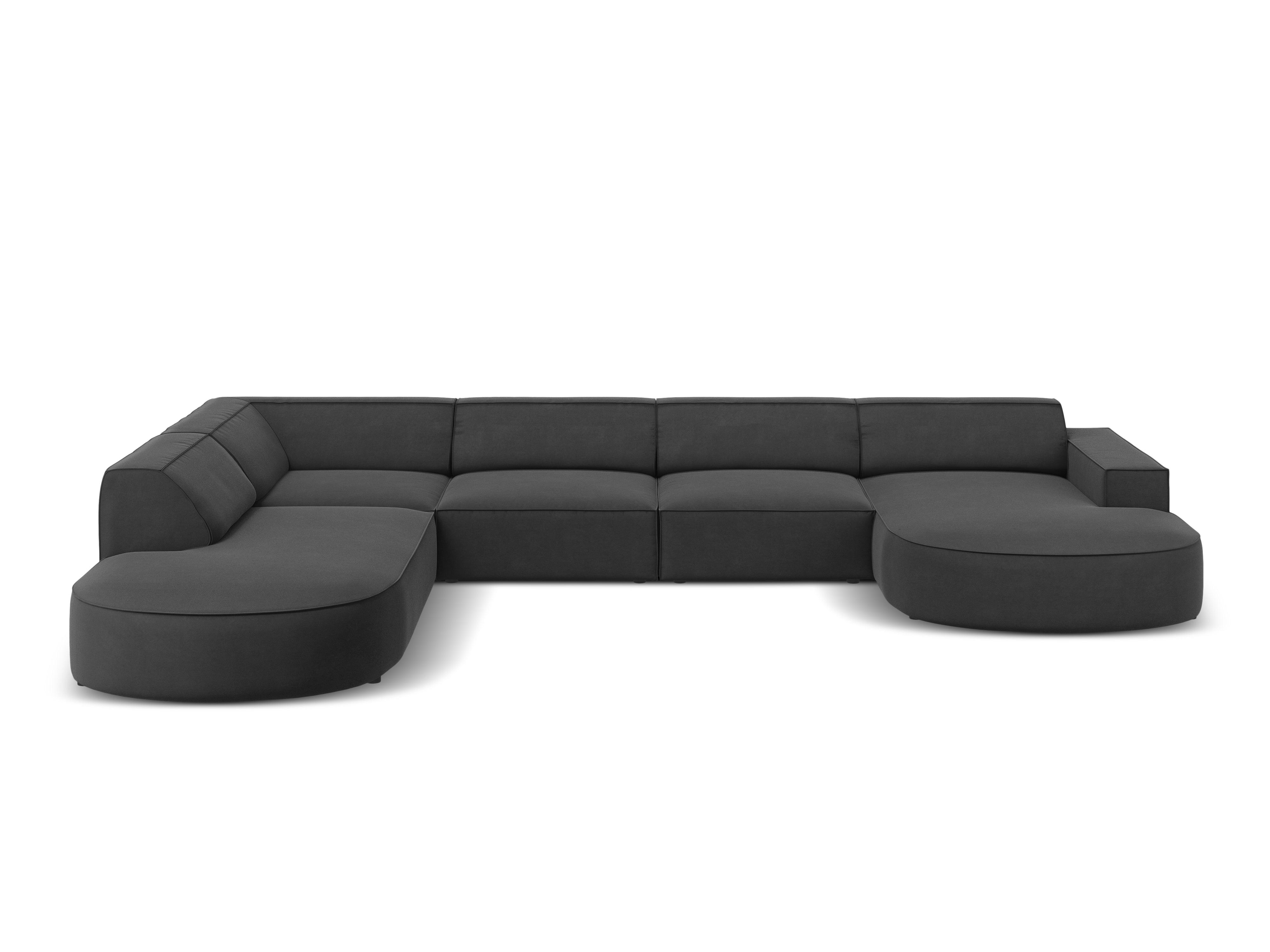 Sofa panoramiczna aksamitna lewostronna okrągła JODIE ciemnoszary Micadoni Eye on Design