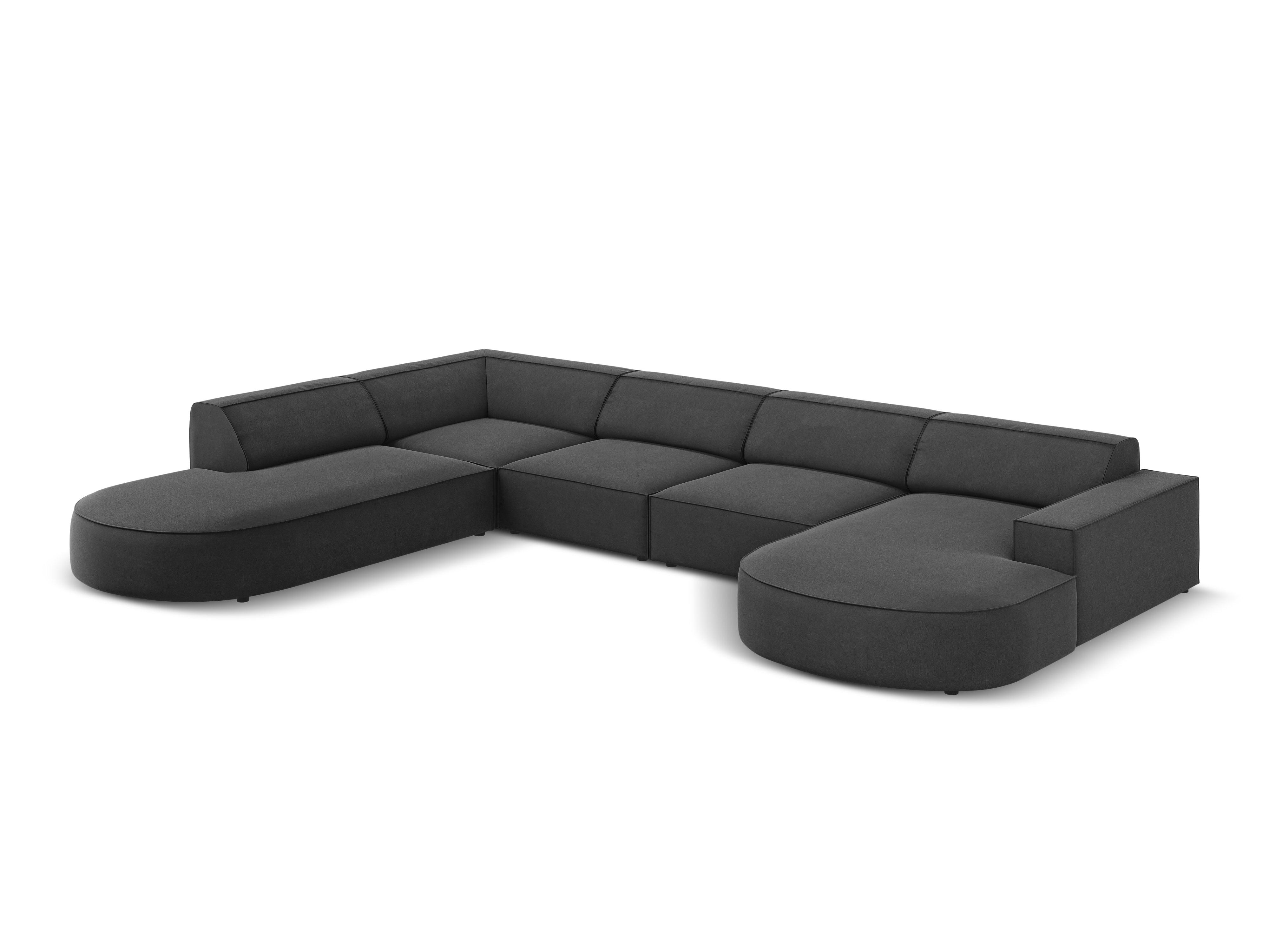 Sofa panoramiczna aksamitna lewostronna okrągła JODIE ciemnoszary Micadoni Eye on Design