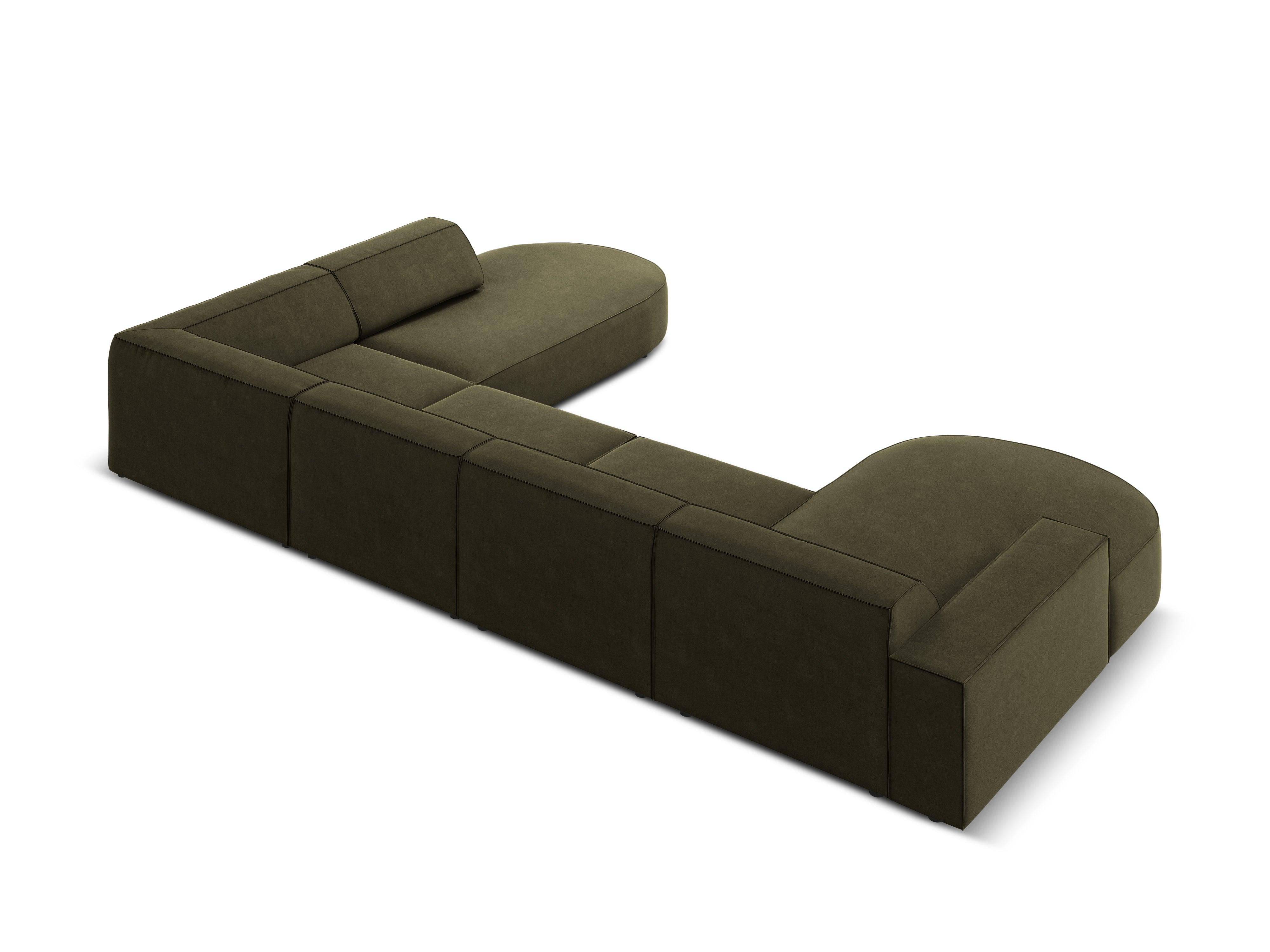 Sofa panoramiczna aksamitna prawostronna okrągła JODIE zielony Micadoni Eye on Design