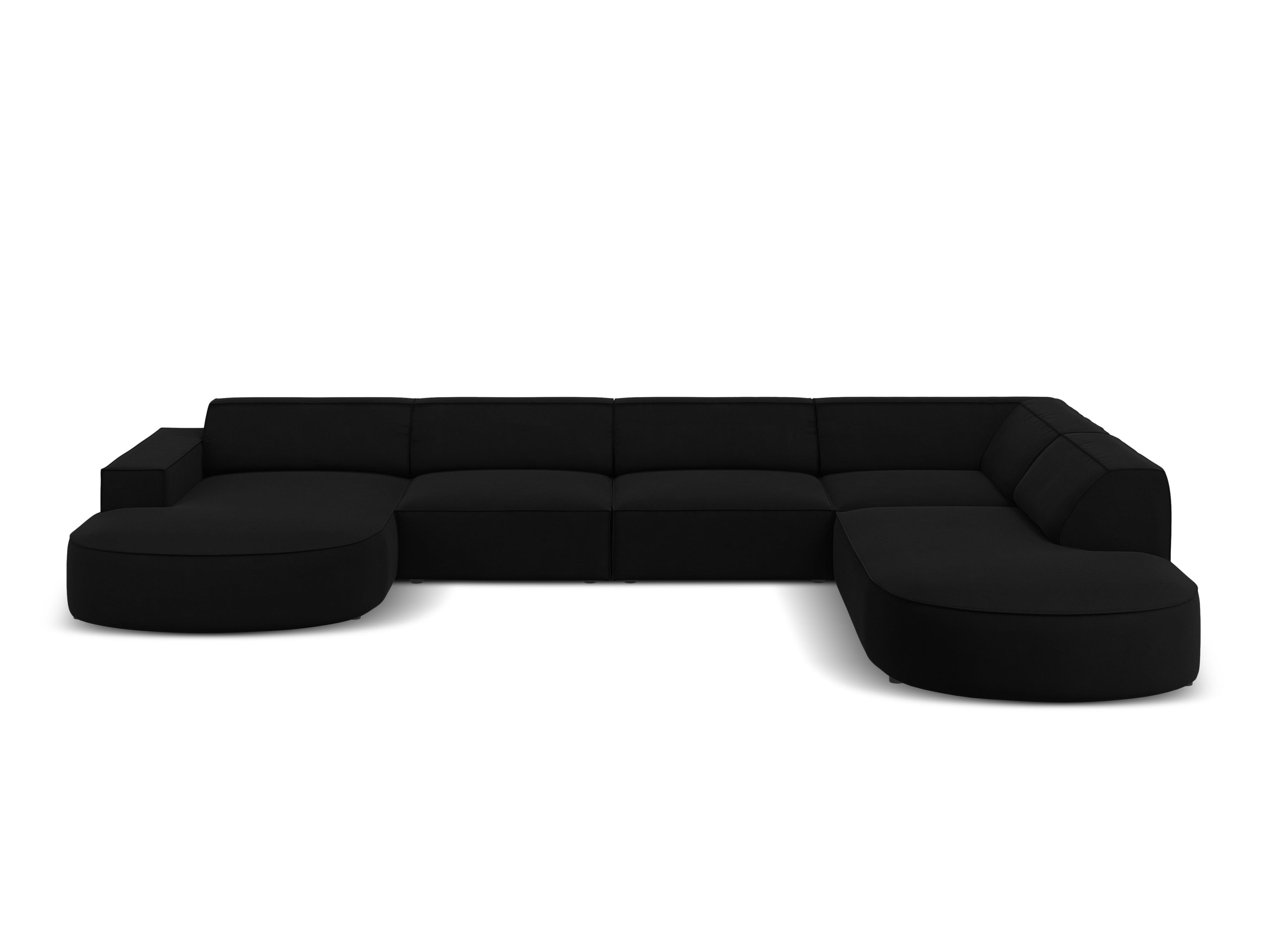 Sofa panoramiczna aksamitna prawostronna okrągła JODIE czarny Micadoni Eye on Design