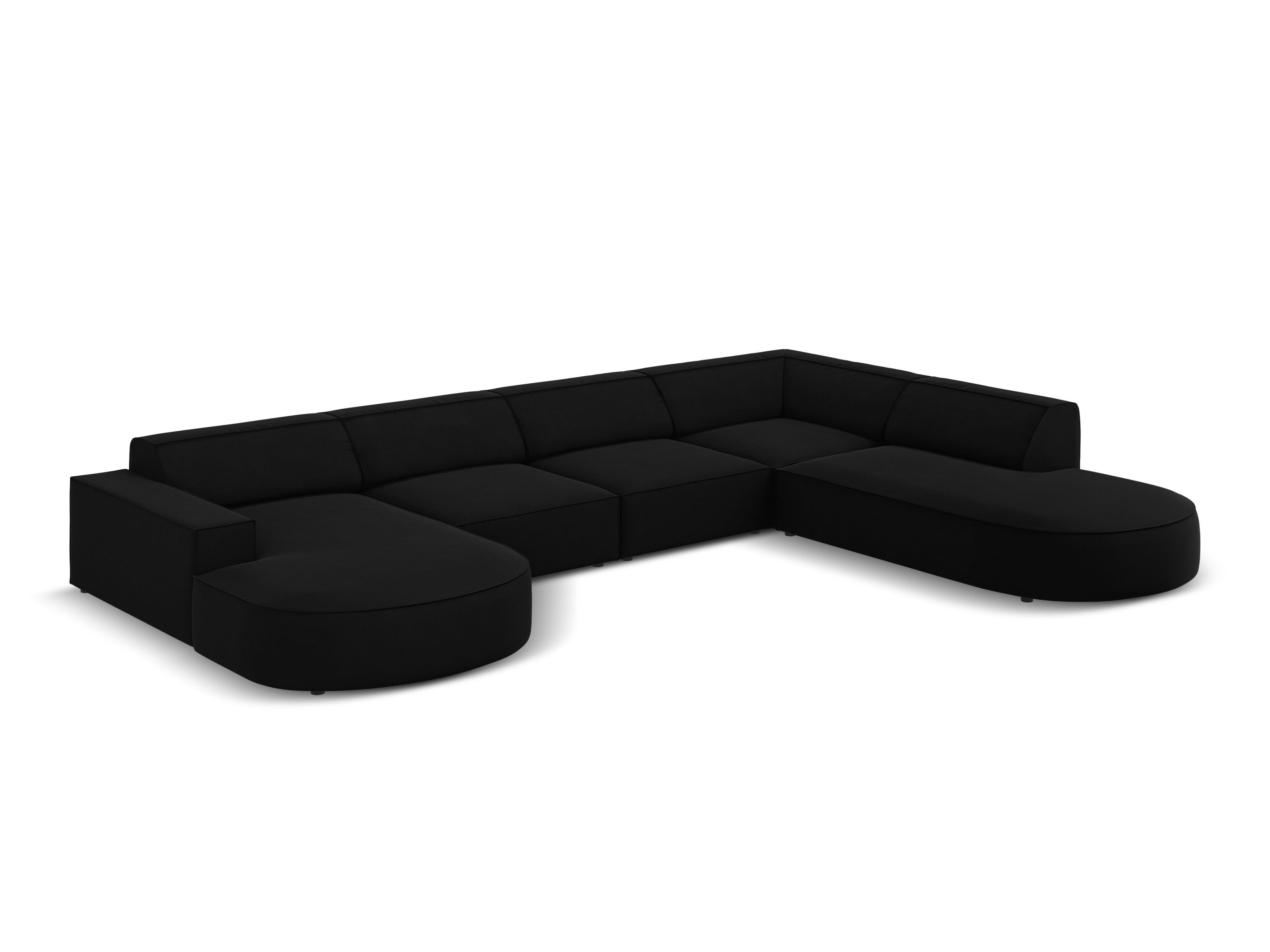 Sofa panoramiczna aksamitna prawostronna okrągła JODIE czarny Micadoni Eye on Design