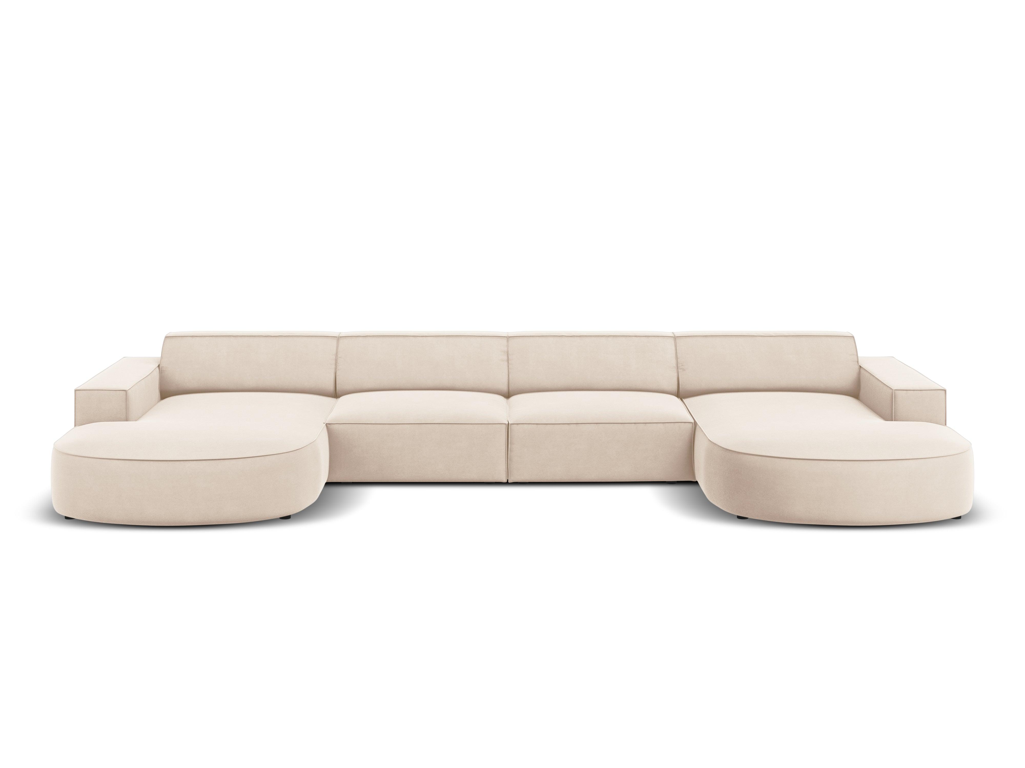 Sofa aksamitna panoramiczna okrągła JODIE jasnobeżowy Micadoni Eye on Design