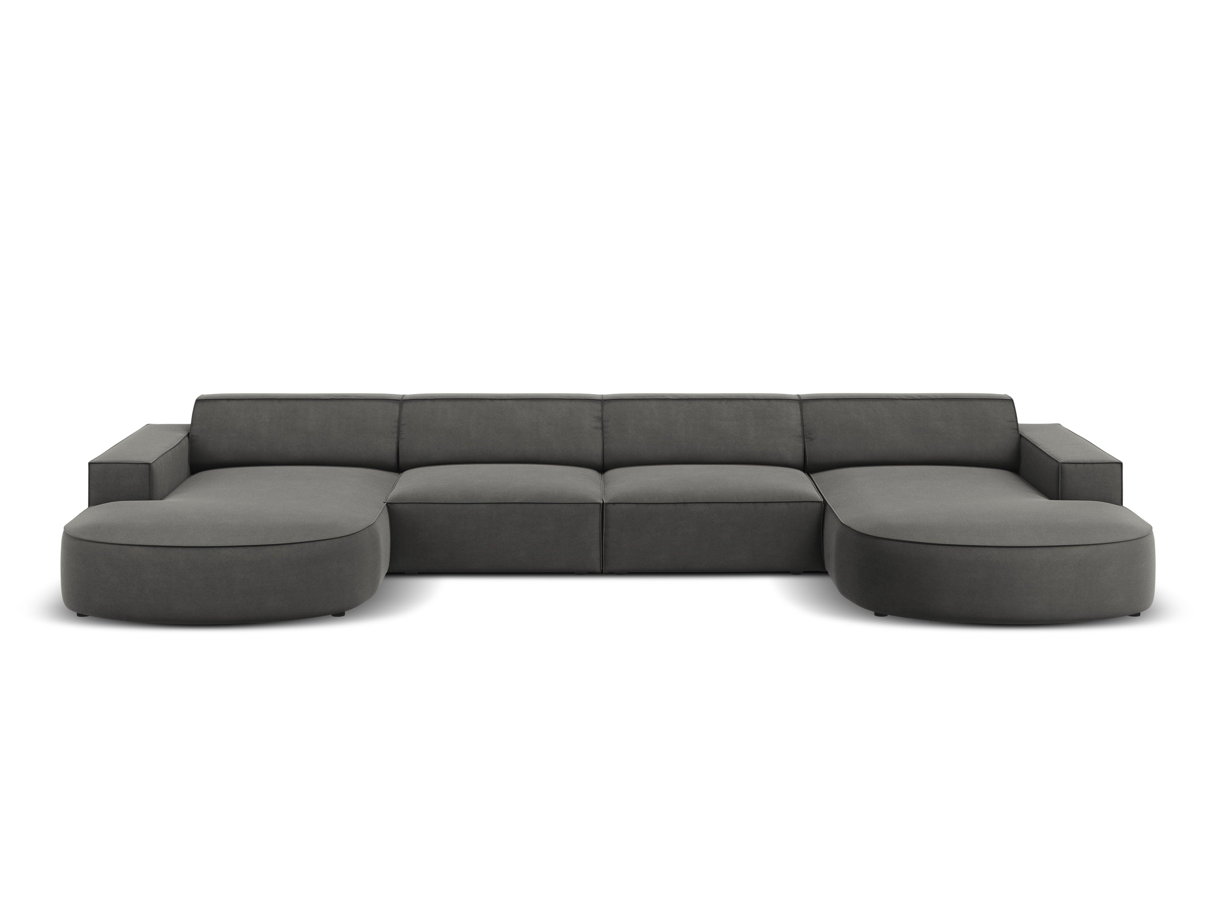 Sofa aksamitna panoramiczna okrągła JODIE jasnoszary Micadoni Eye on Design