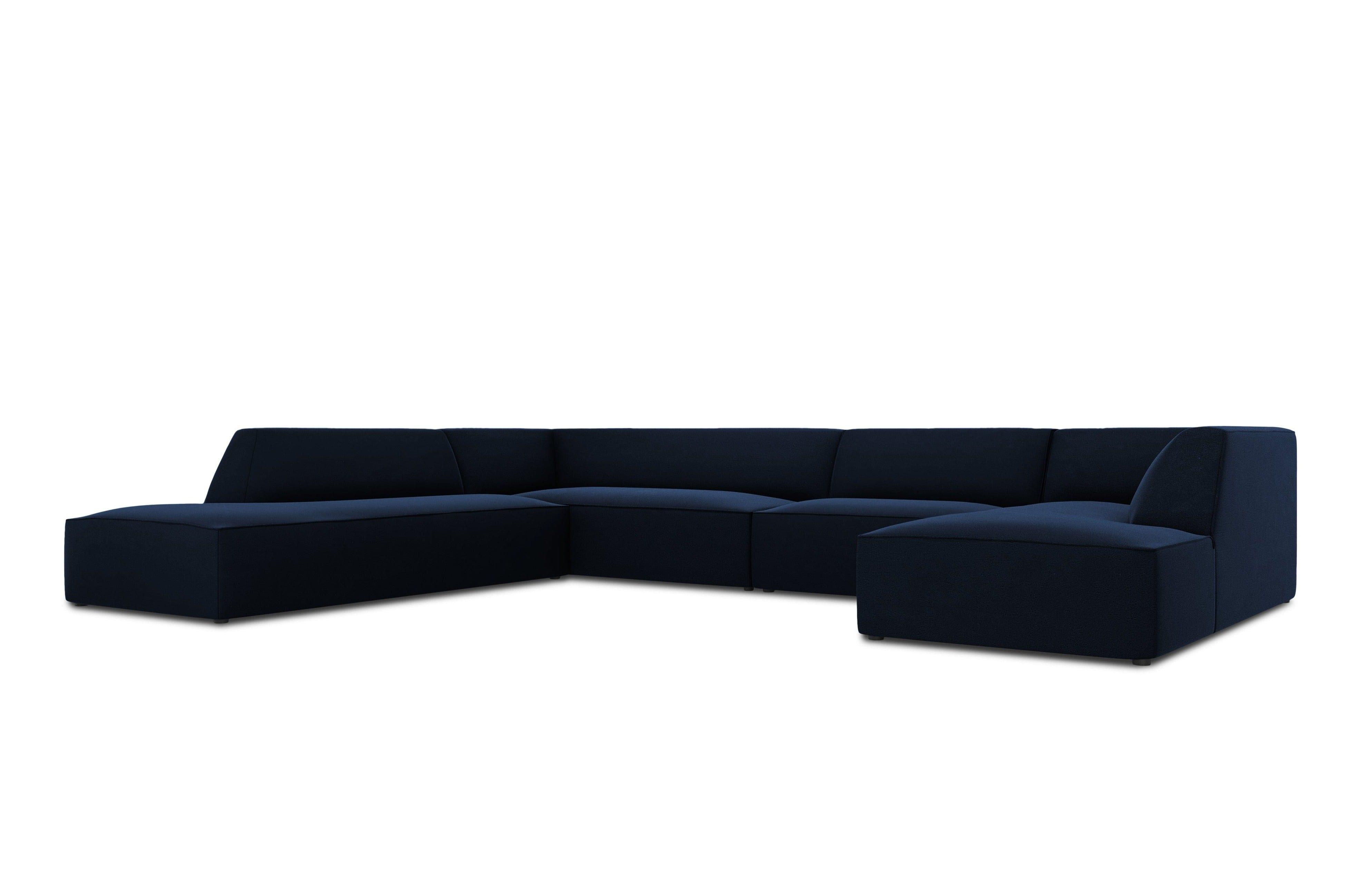 Narożnik w kształcie U aksamitny lewostronny RUBY królewski granat Micadoni Eye on Design