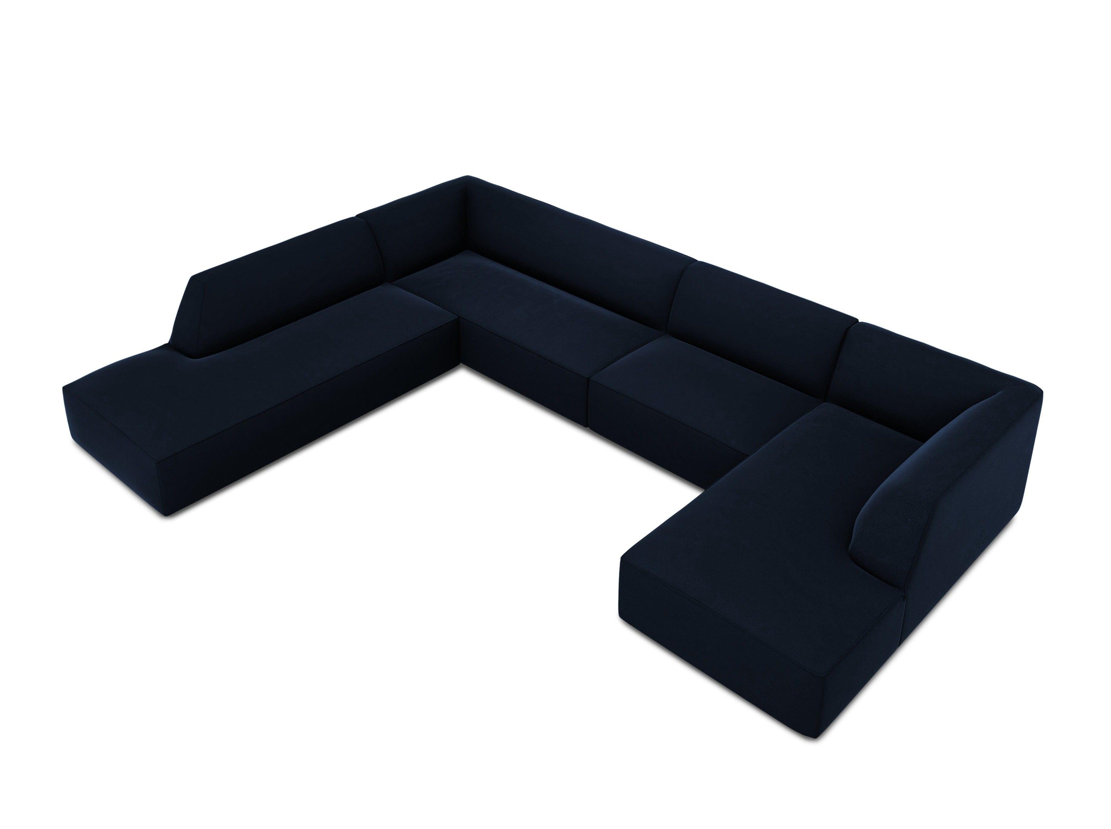 Narożnik w kształcie U aksamitny lewostronny RUBY królewski granat Micadoni Eye on Design