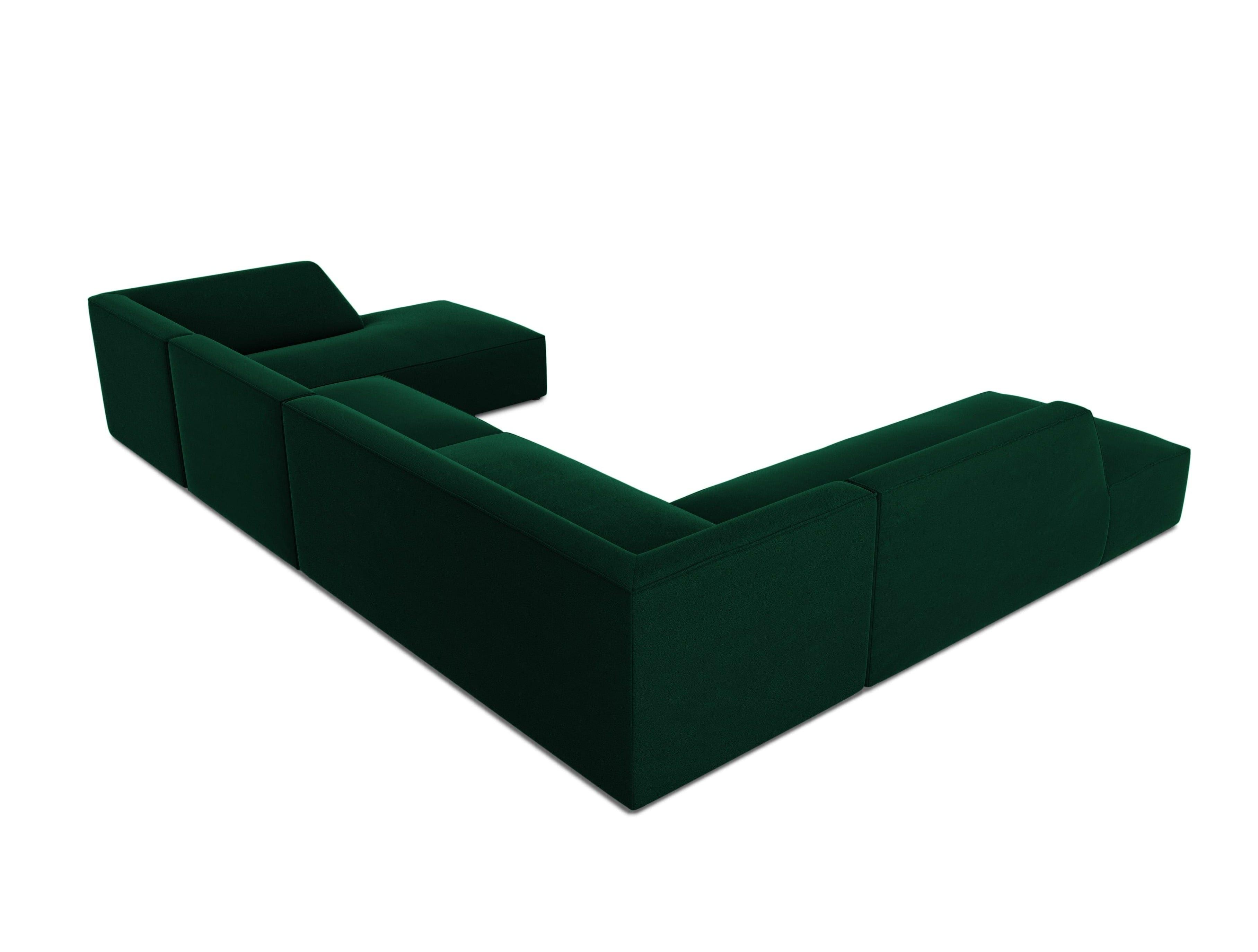 Narożnik w kształcie U aksamitny lewostronny RUBY butelkowa zieleń Micadoni Eye on Design