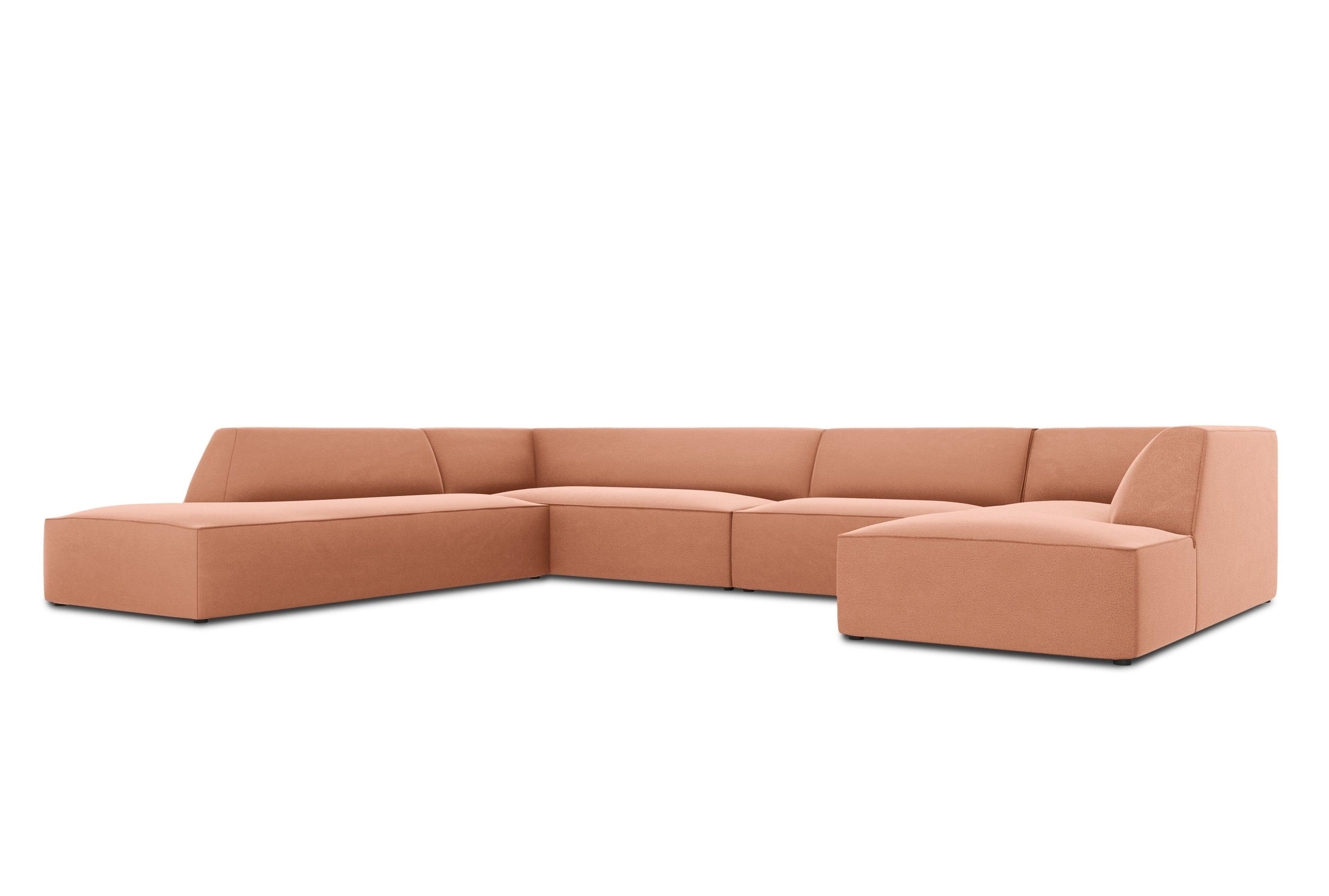 Narożnik w kształcie U aksamitny lewostronny RUBY łososiowy Micadoni Eye on Design