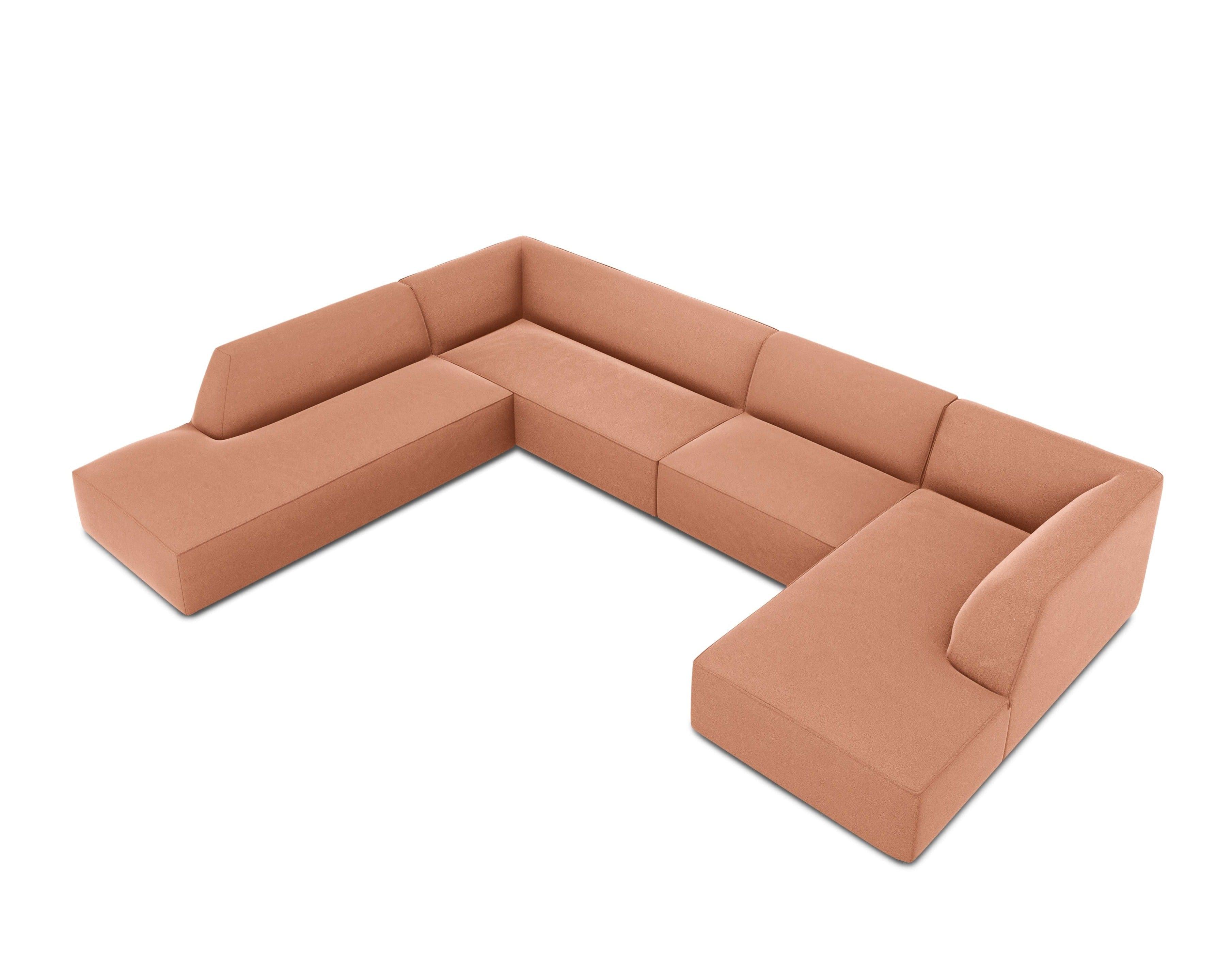 Narożnik w kształcie U aksamitny lewostronny RUBY łososiowy Micadoni Eye on Design