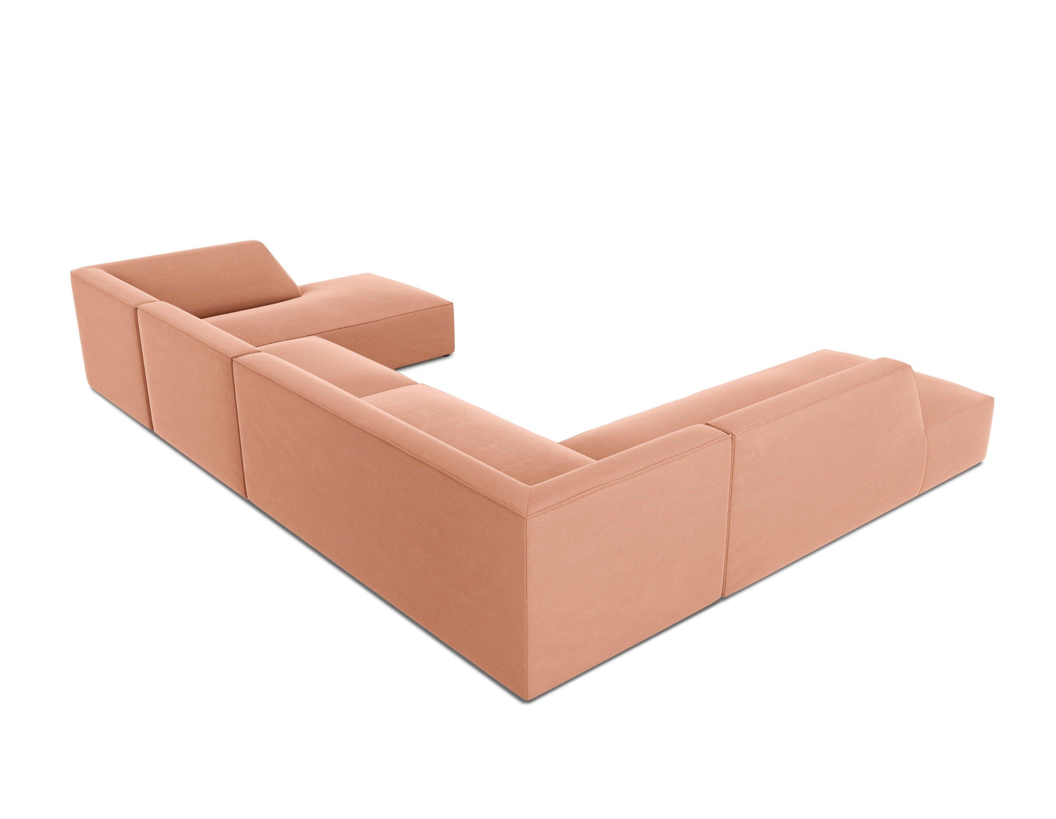 Narożnik w kształcie U aksamitny lewostronny RUBY łososiowy Micadoni Eye on Design