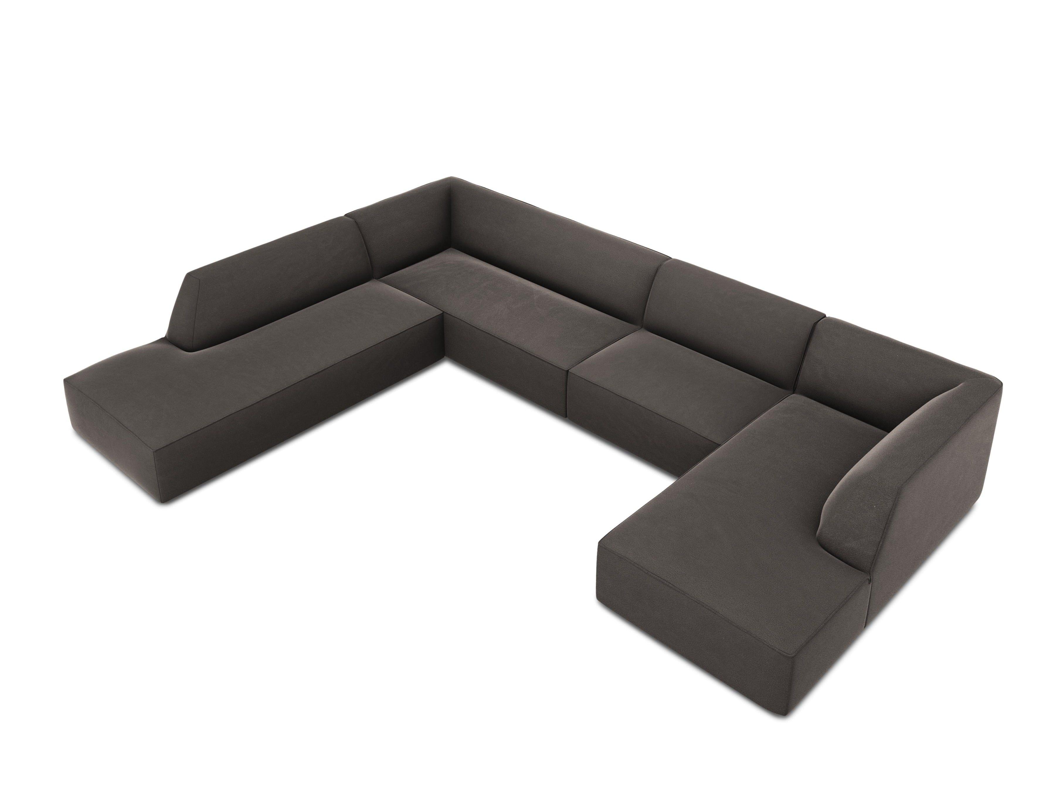 Narożnik w kształcie U aksamitny lewostronny RUBY ciemnoszary Micadoni Eye on Design