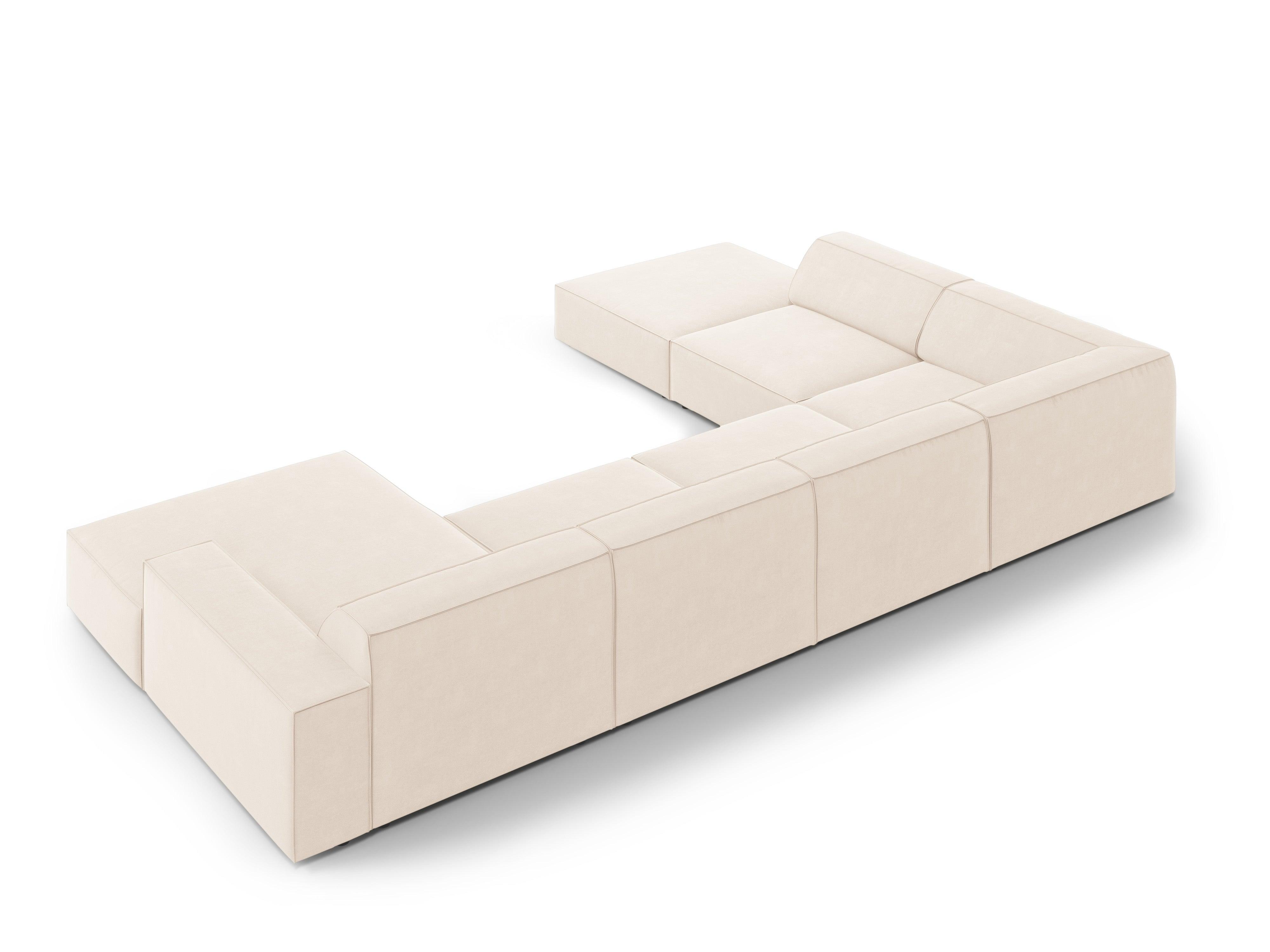 Sofa panoramiczna aksamitna lewostronna JODIE jasnobeżowy Micadoni Eye on Design