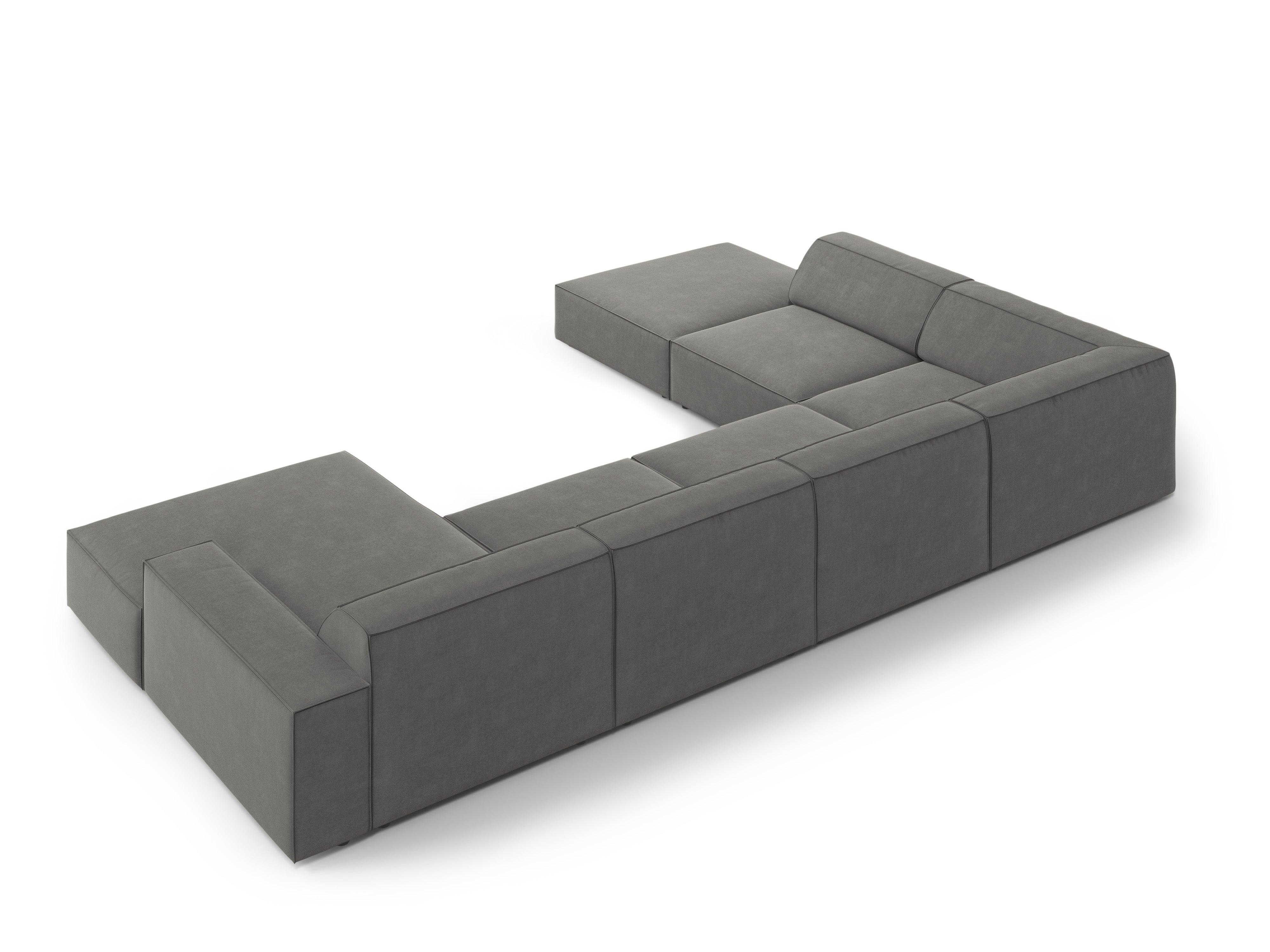 Sofa panoramiczna aksamitna lewostronna JODIE jasnoszary Micadoni Eye on Design