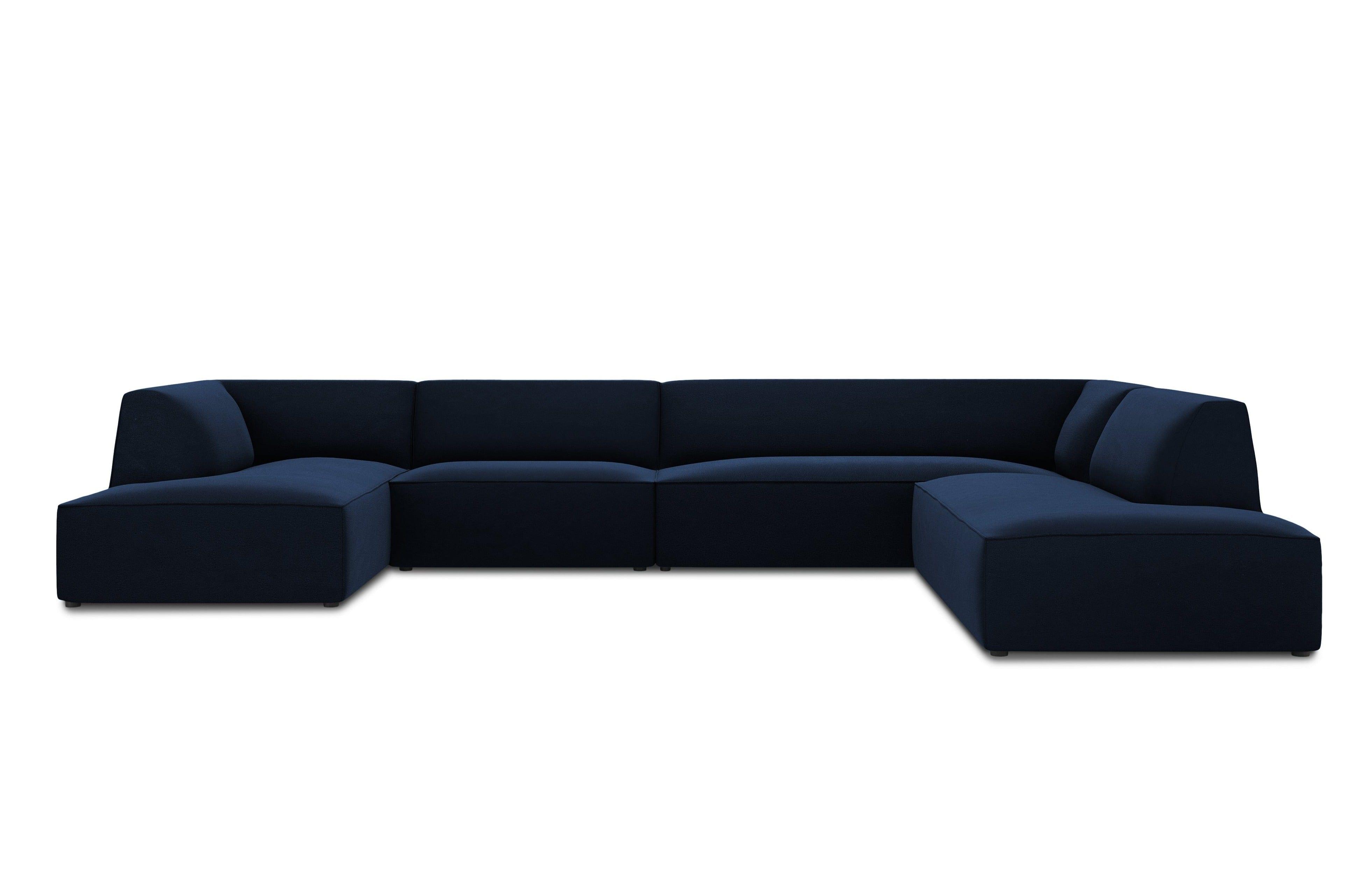 Narożnik w kształcie U aksamitny prawostronny RUBY granat królewski Micadoni Eye on Design