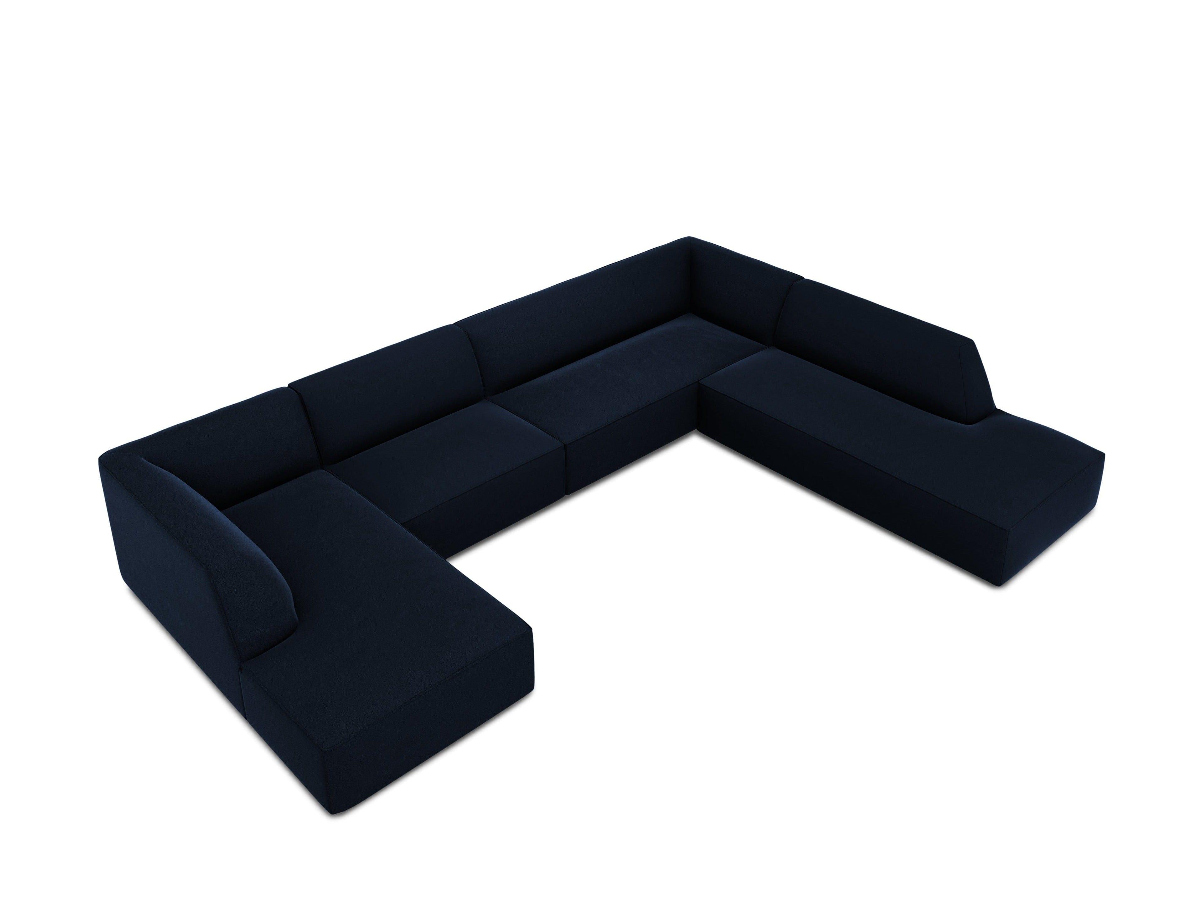 Narożnik w kształcie U aksamitny prawostronny RUBY granat królewski Micadoni Eye on Design