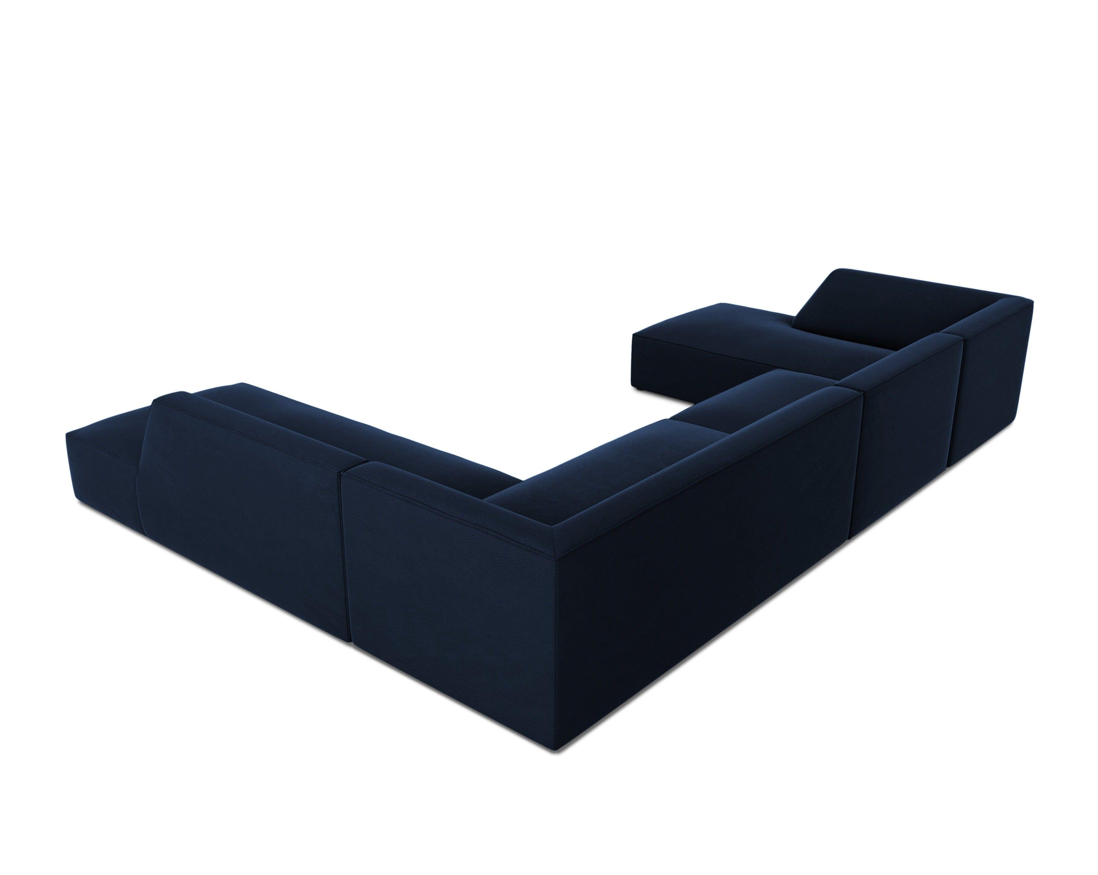 Narożnik w kształcie U aksamitny prawostronny RUBY granat królewski Micadoni Eye on Design