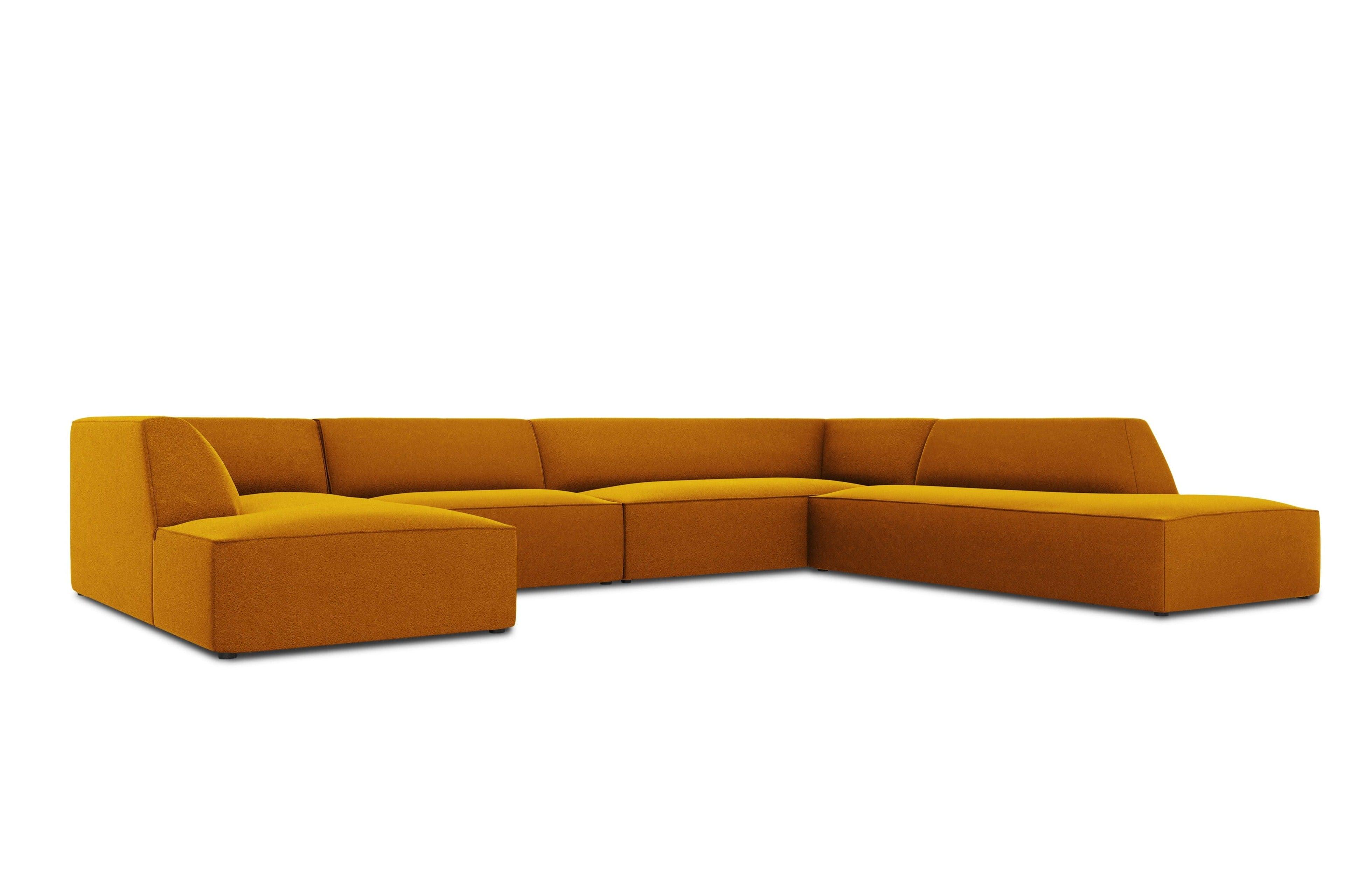 Narożnik w kształcie U aksamitny prawostronny RUBY żółty Micadoni Eye on Design