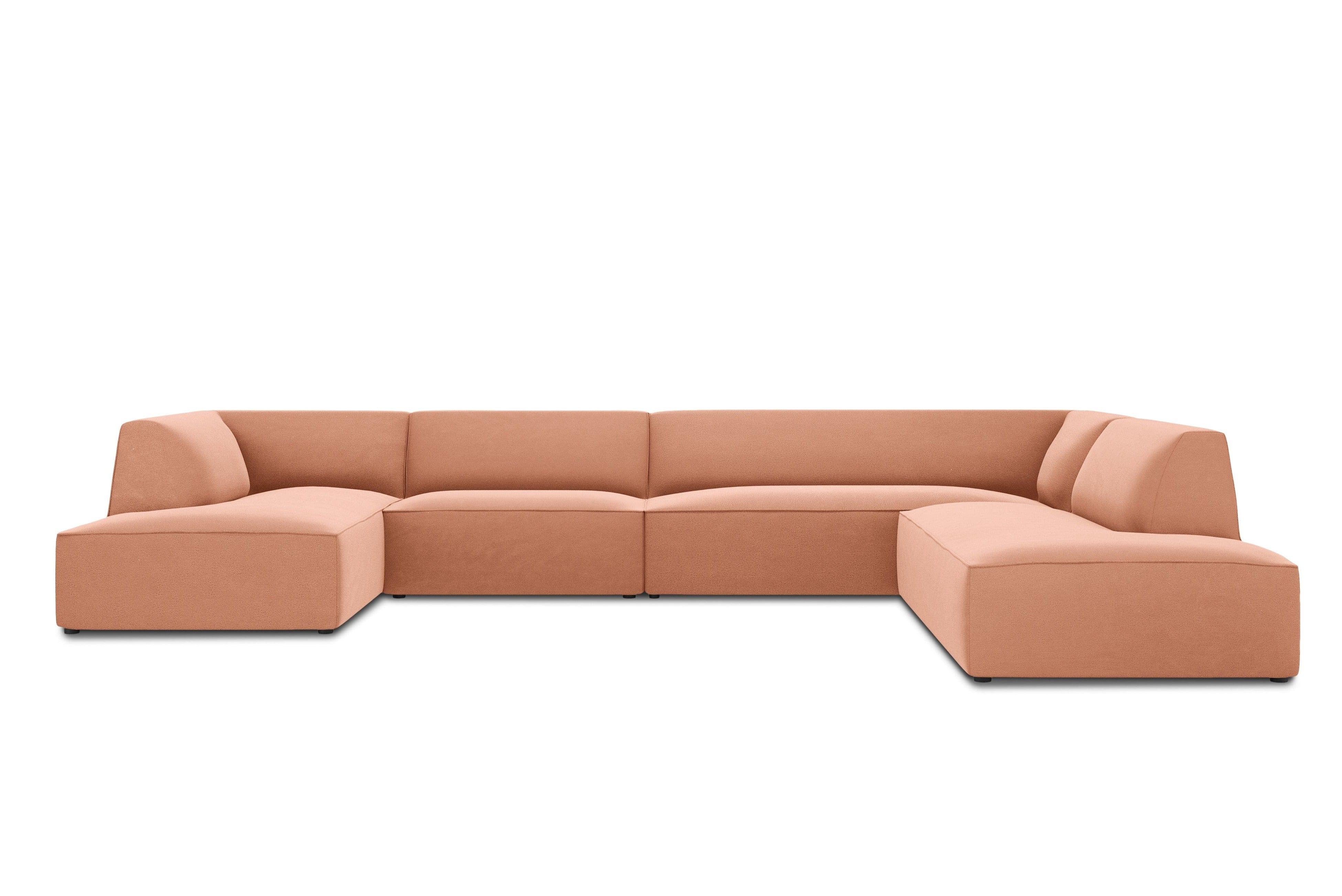 Narożnik w kształcie U aksamitny prawostronny RUBY łososiowy Micadoni Eye on Design