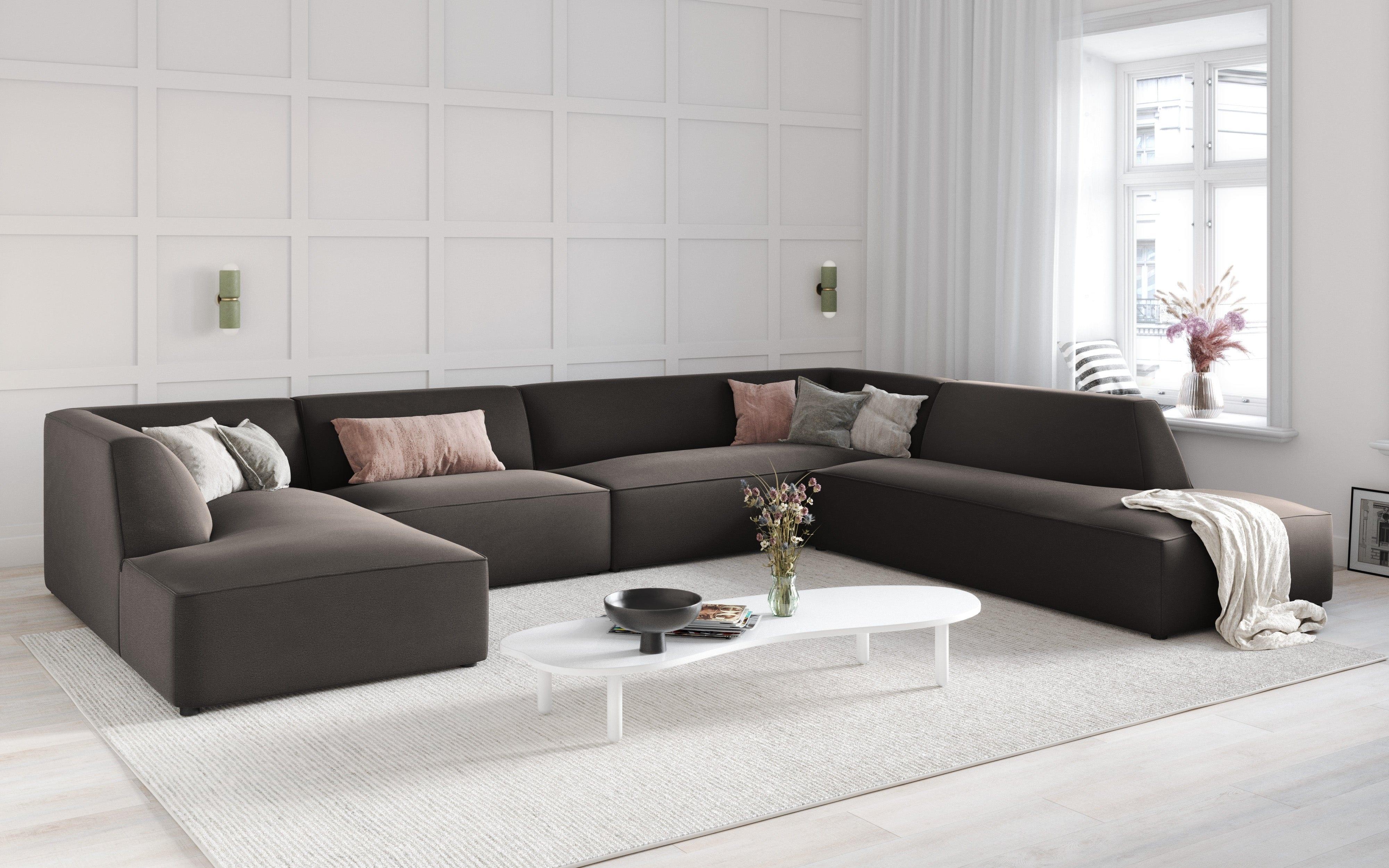 Narożnik w kształcie U aksamitny prawostronny RUBY ciemnoszary Micadoni Eye on Design