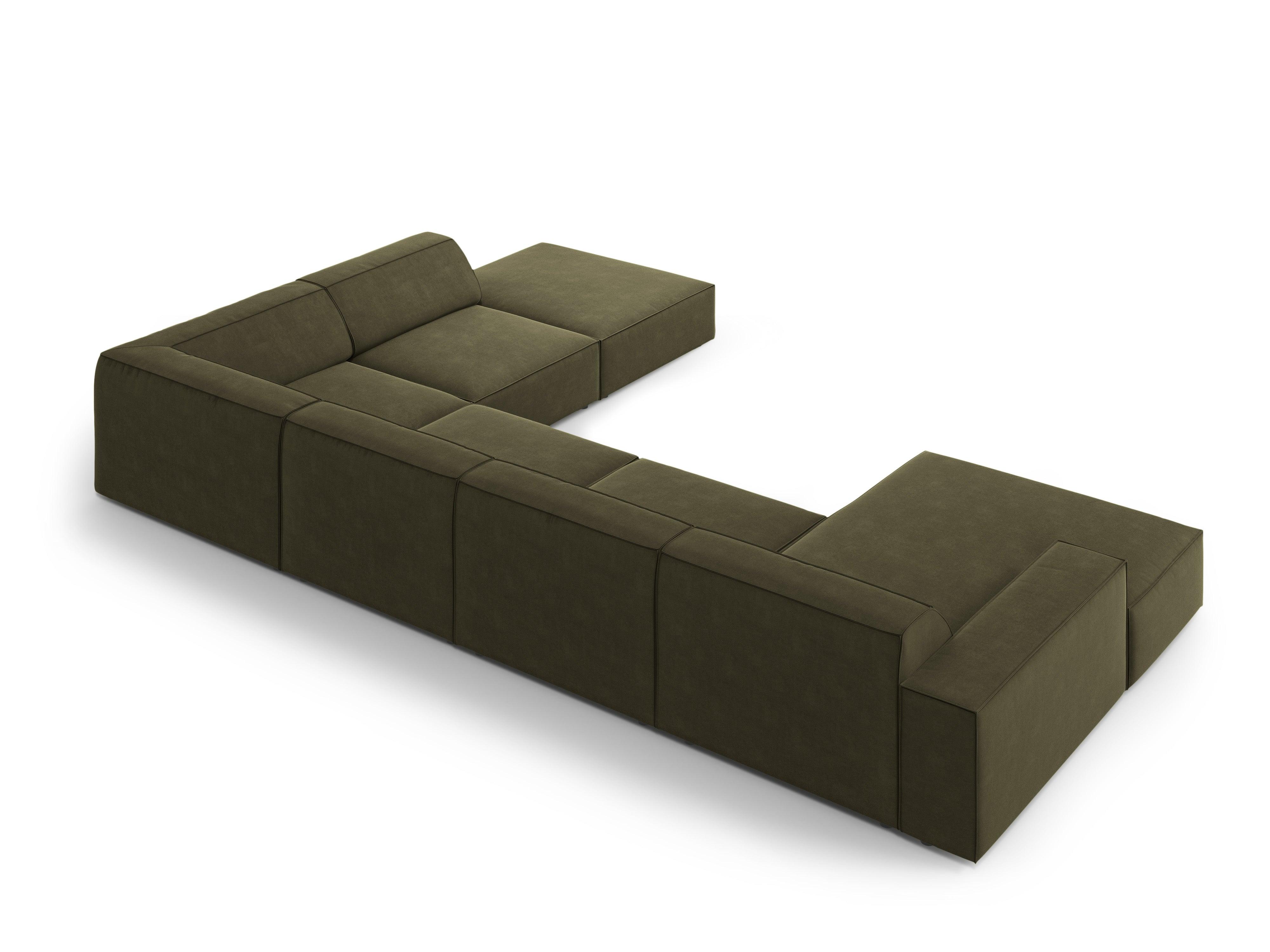 Sofa panoramiczna aksamitna prawostronna JODIE zielony Micadoni Eye on Design