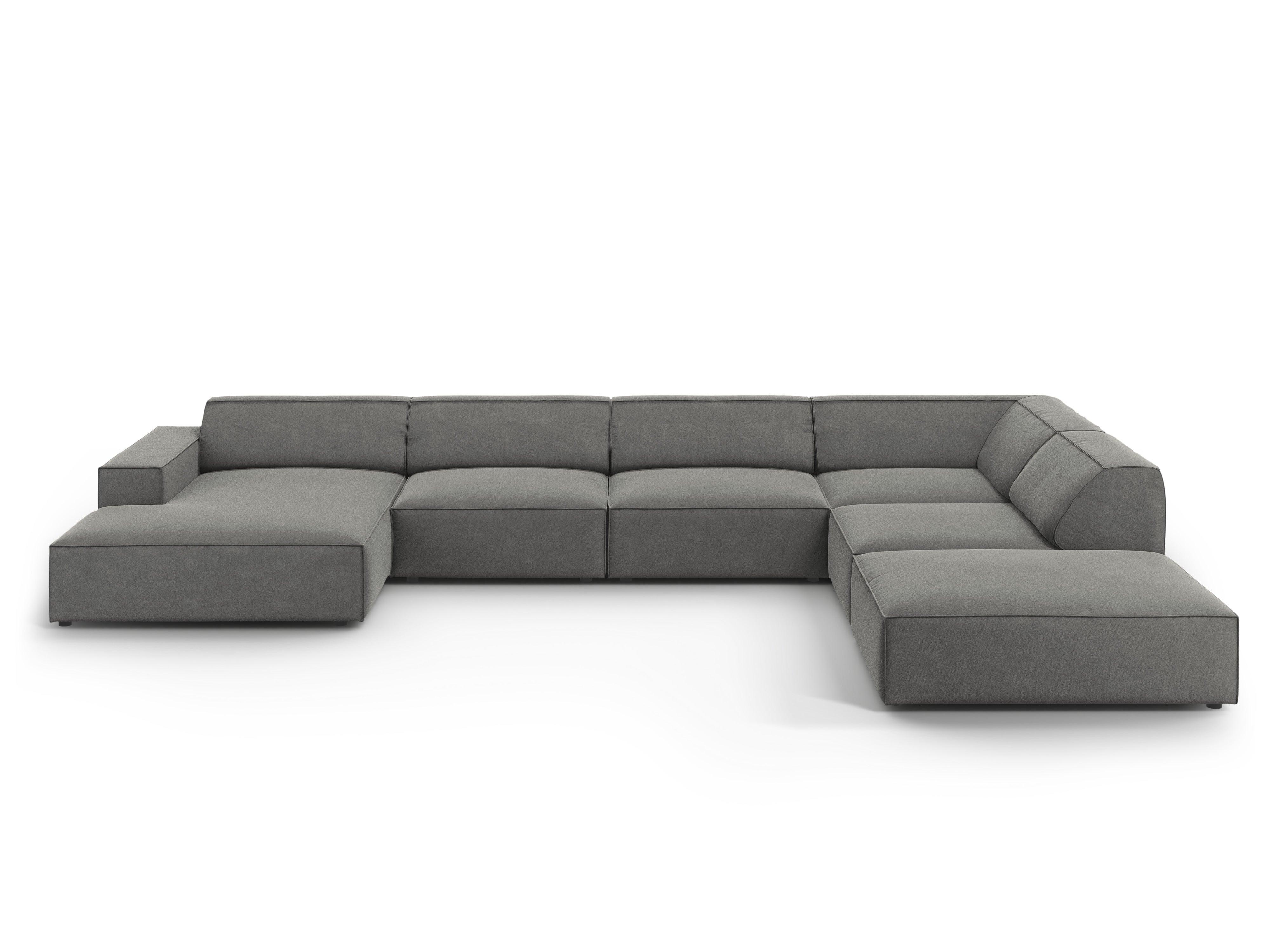 Sofa panoramiczna aksamitna prawostronna JODIE jasnoszary Micadoni Eye on Design