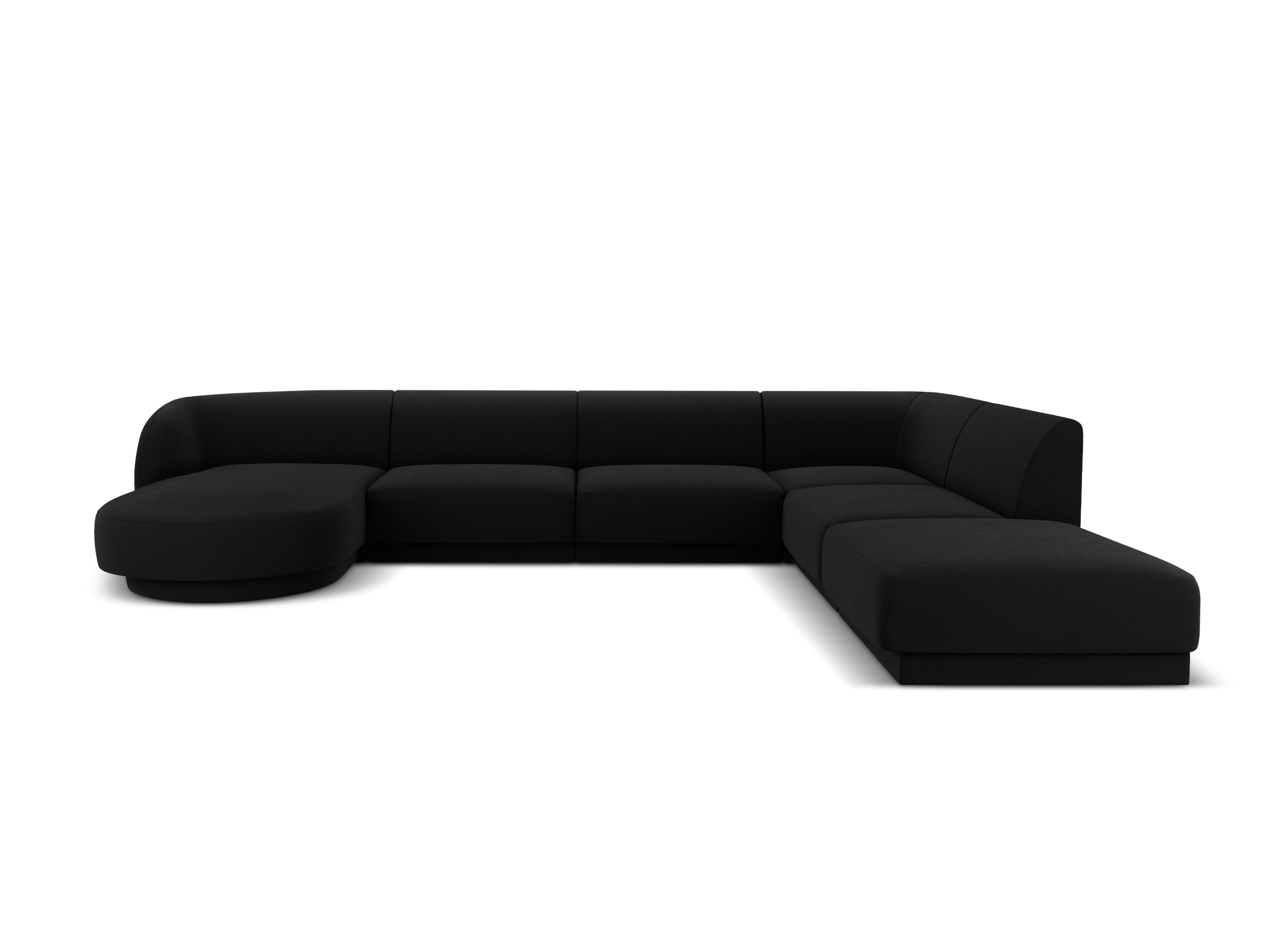 Narożnik aksamitny w kształcie U prawostronny MILEY czarny Micadoni Eye on Design