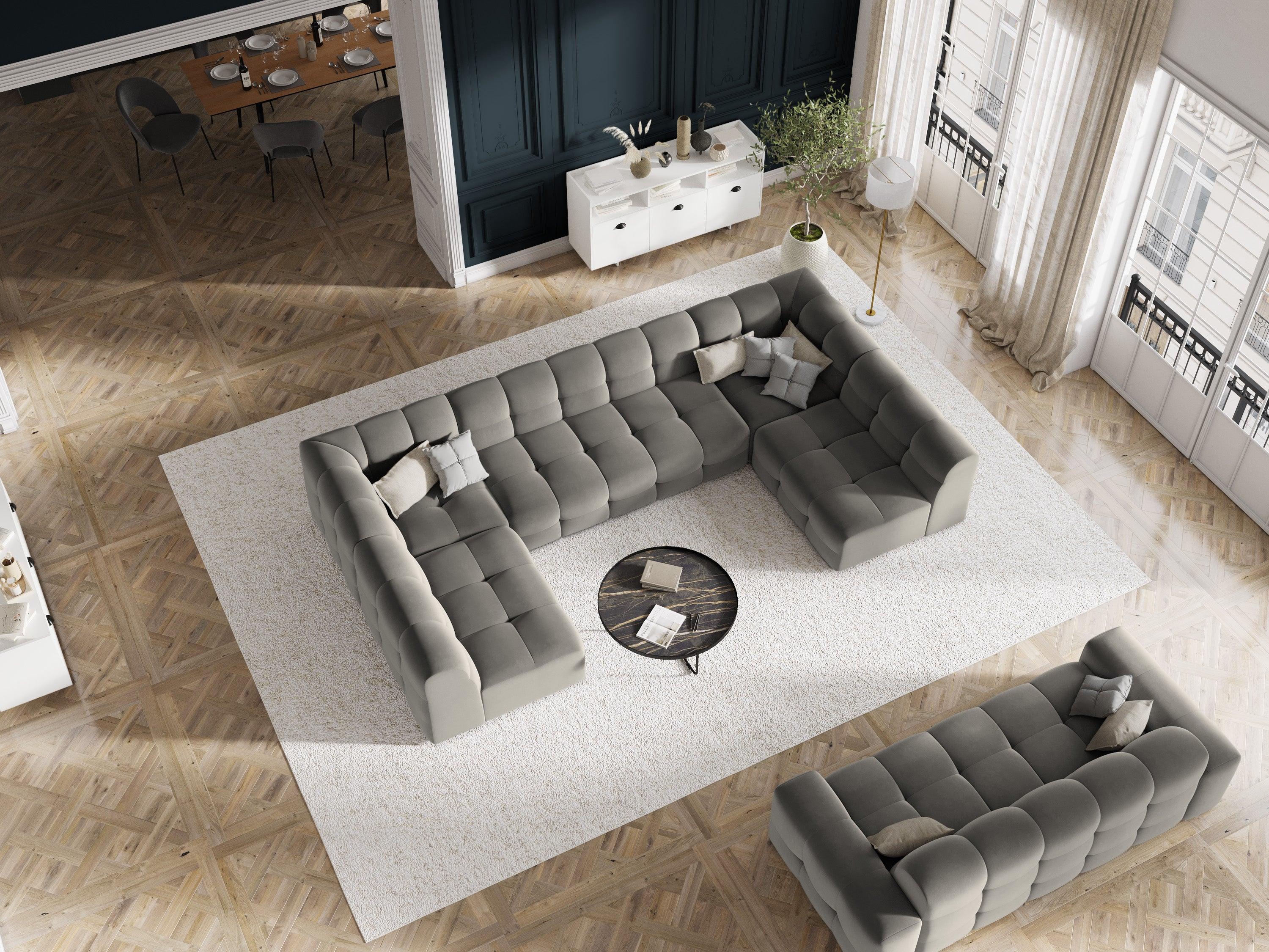 Narożnik aksamitny w kształcie U KENDAL szary Micadoni Eye on Design