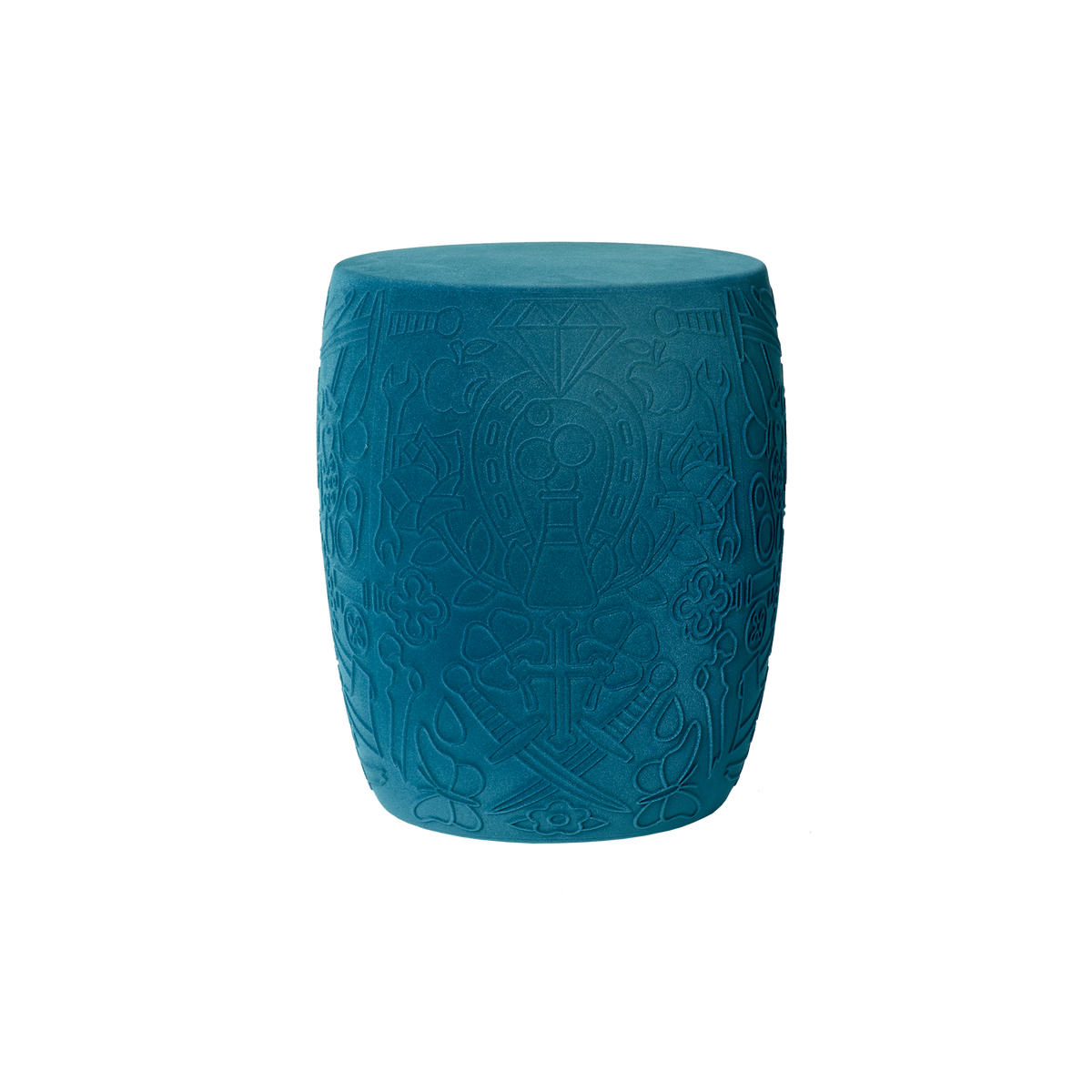 Stołek i stolik boczny MEXICO VELVET niebieski BRAK U PRODUCENTA Qeeboo Eye on Design