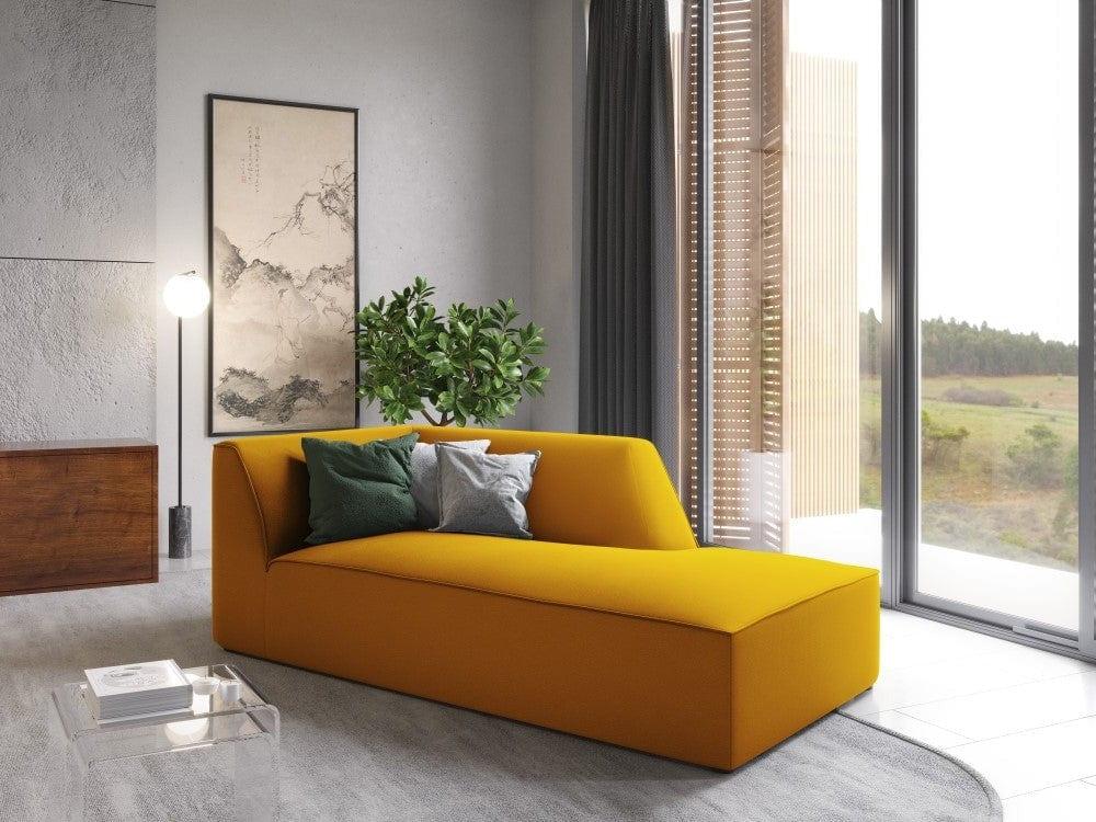 Szezlong aksamitny prawostronny RUBY żółty Micadoni Eye on Design