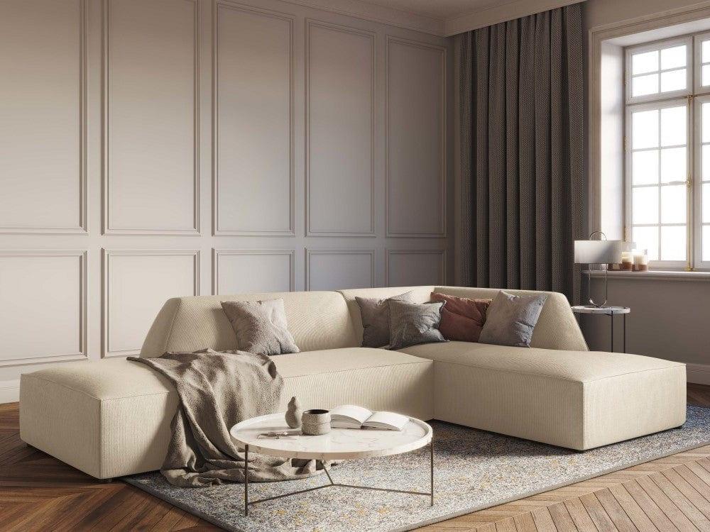 Sofa narożna sztruksowa prawostronny RUBY beżowy Micadoni Eye on Design