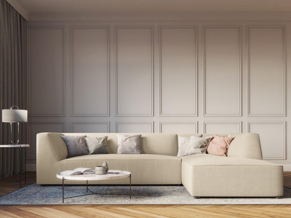 Narożnik sztruksowy 4-osobowy prawostronny RUBY beżowy Micadoni Eye on Design