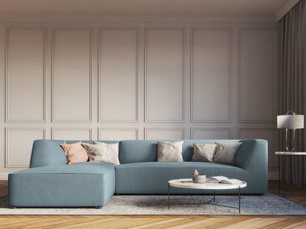 Narożnik sztruksowy 4-osobowy lewostronny RUBY jasnoniebieski Micadoni Eye on Design